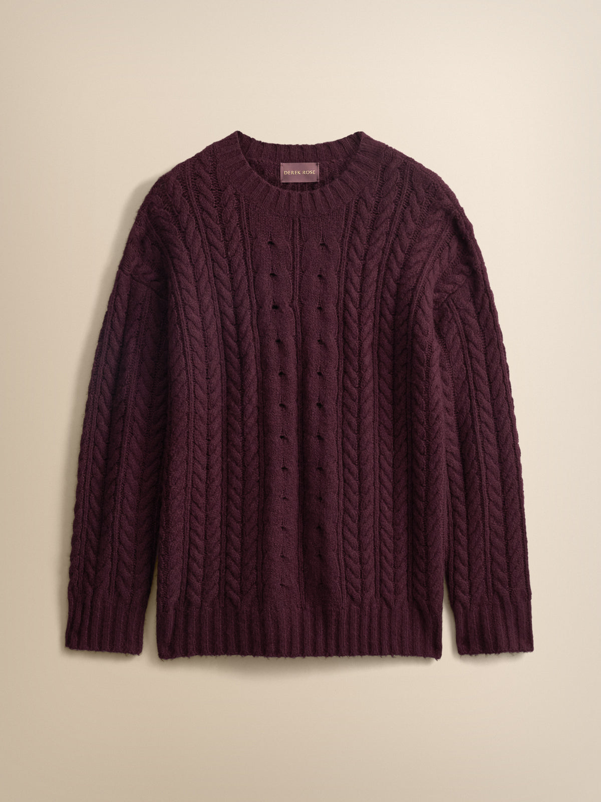 Phoebe Oversized Cashmere Cable Knit Sweater Burgundy