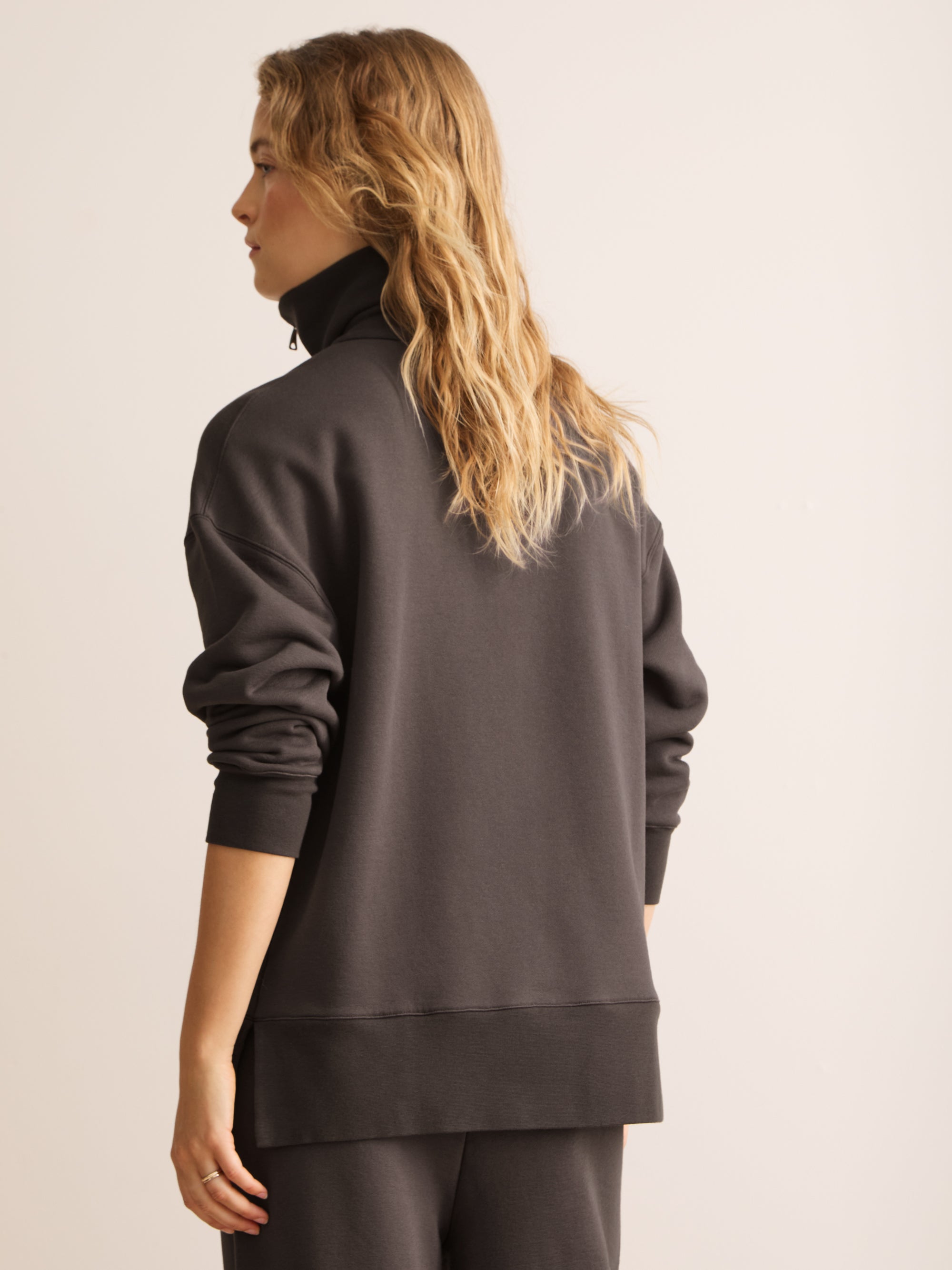 Harley Cotton Modal Half-Zip Sweatshirt Espresso Brown