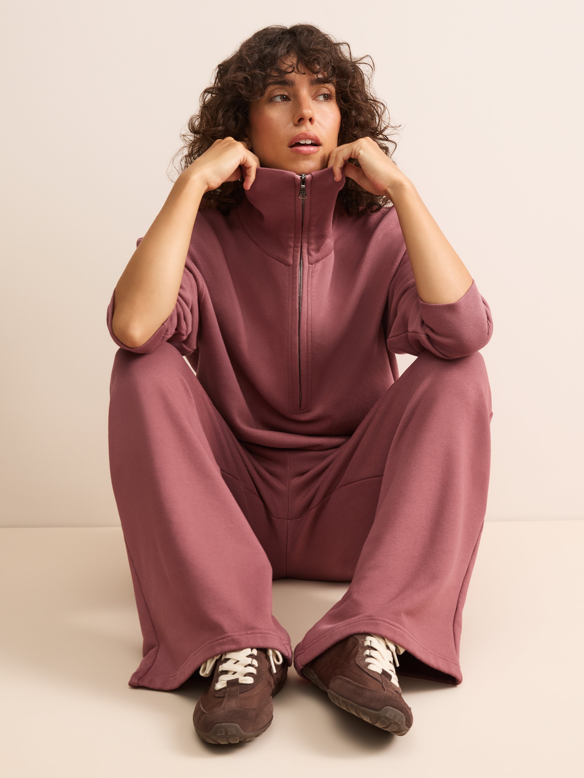 Harley Cotton Modal Half-Zip Sweatshirt Dusty Rose