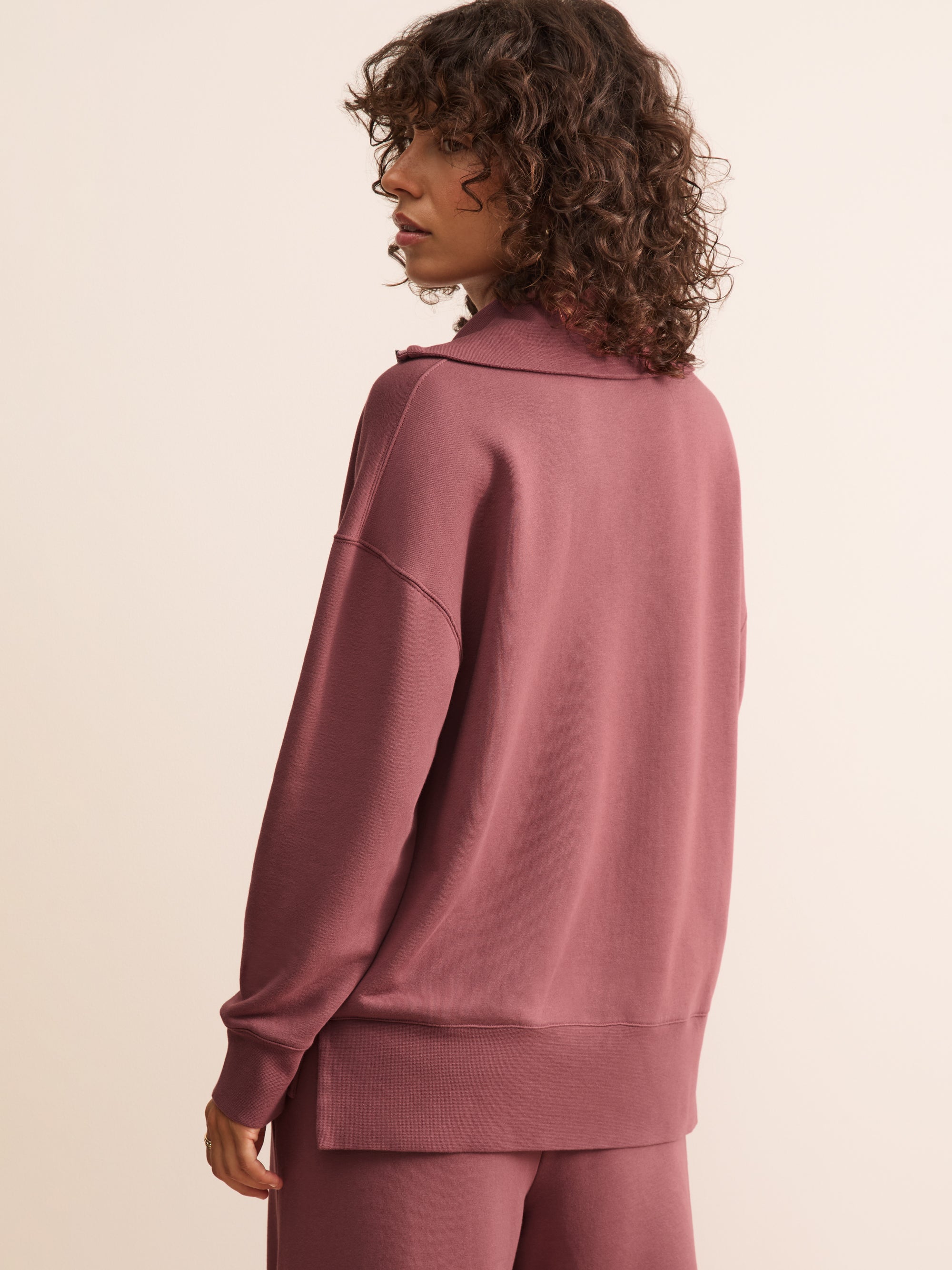 Harley Cotton Modal Half-Zip Sweatshirt Dusty Rose