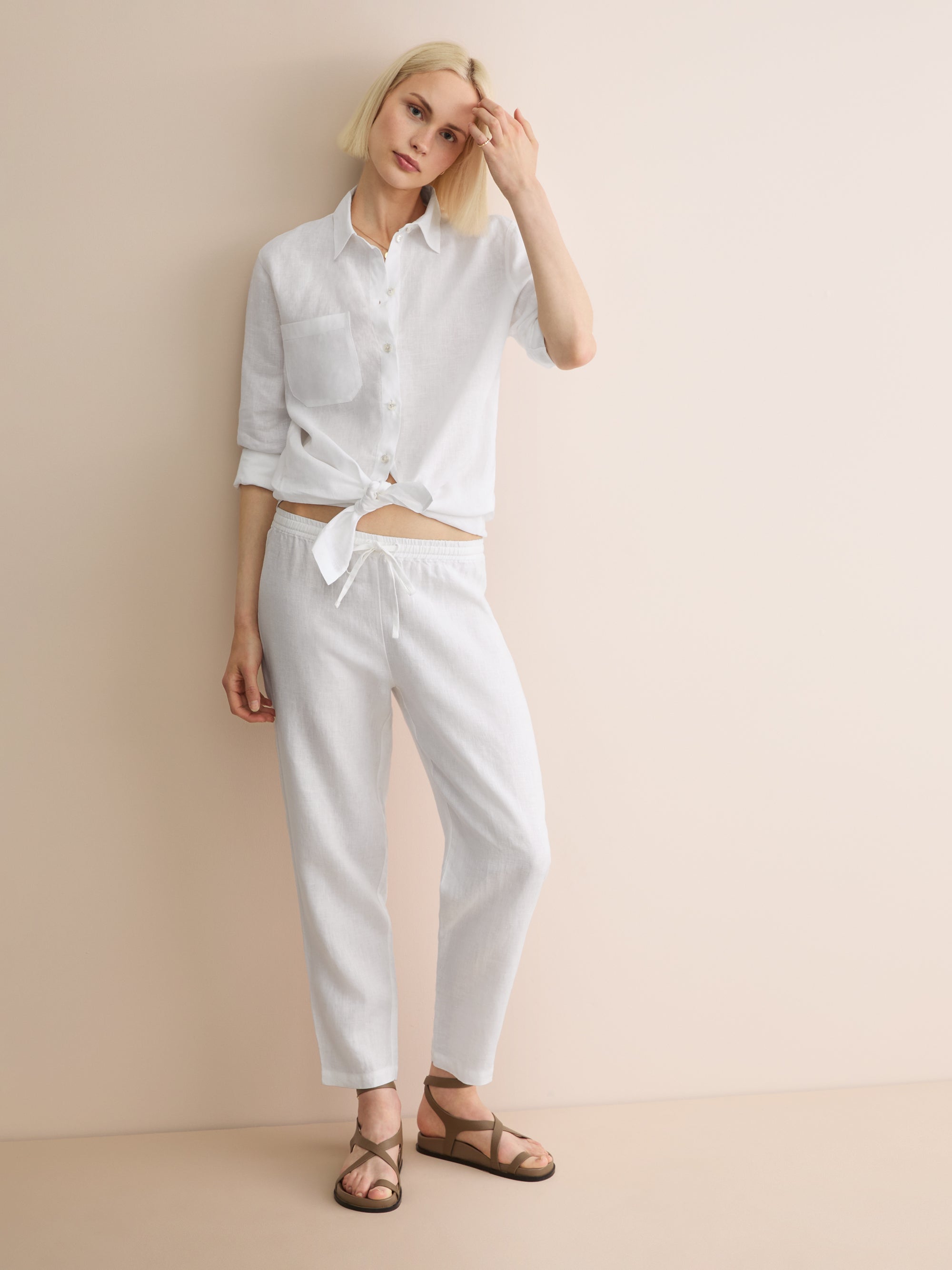 Women's Trousers Vienna Linen White