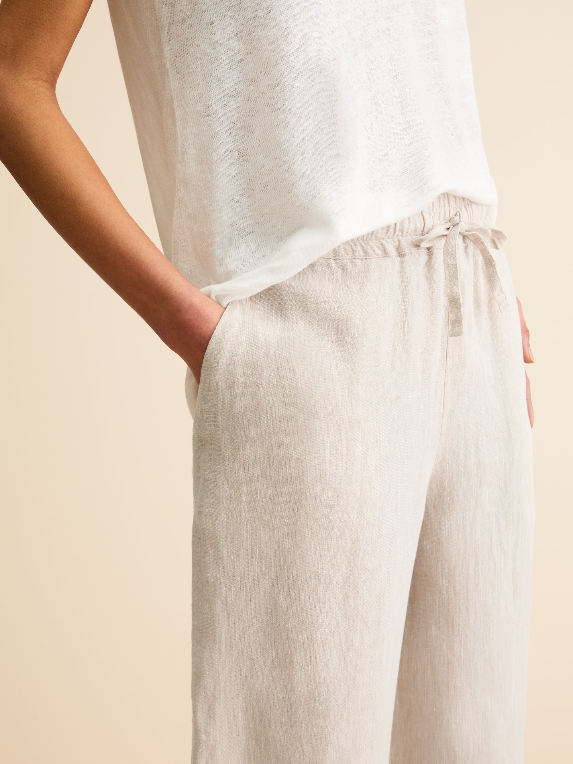 Women's Wide Leg Trousers Sicily Linen Sand