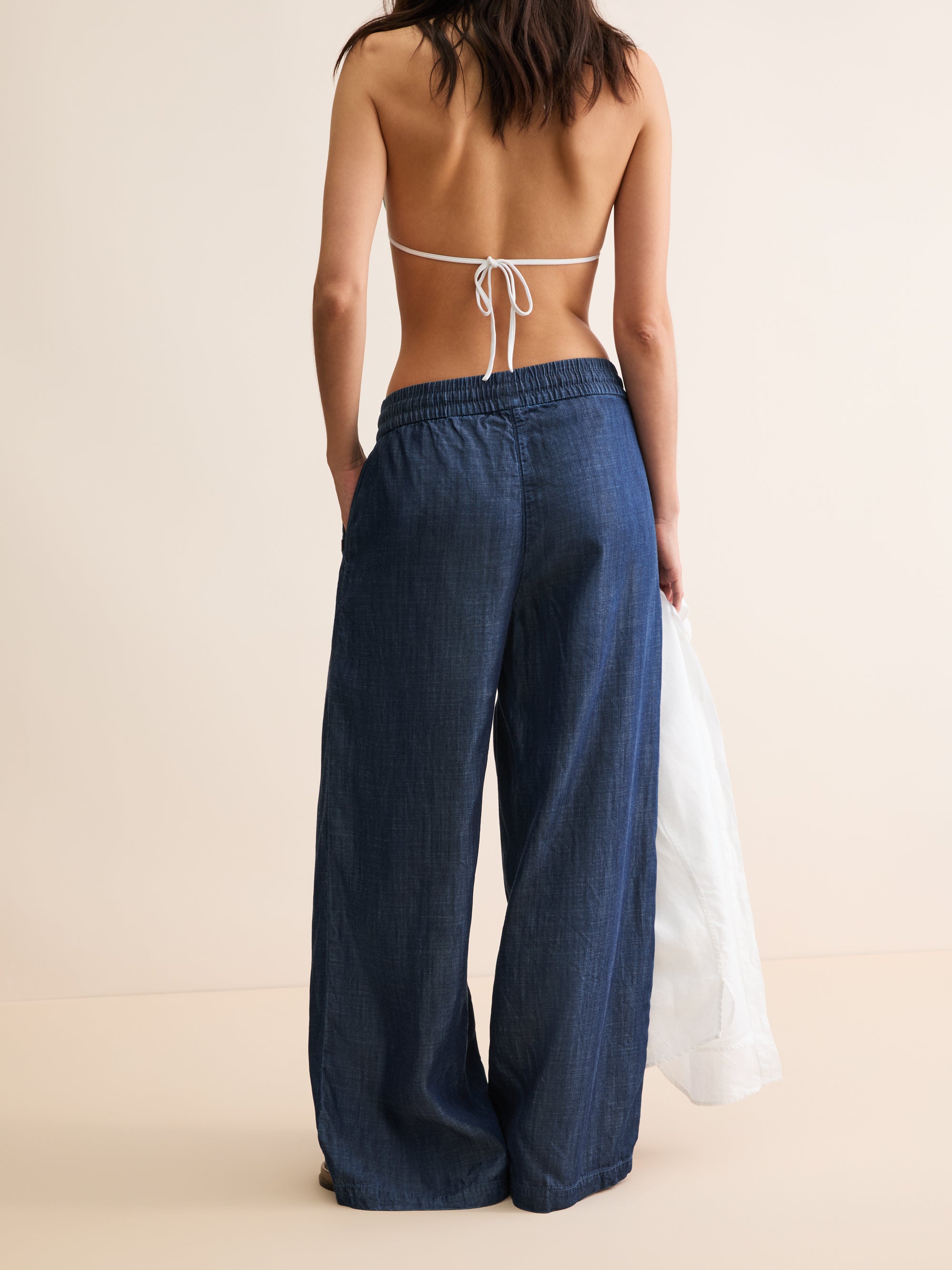Women's Wide Leg Trousers Erin Chambray Denim Blue