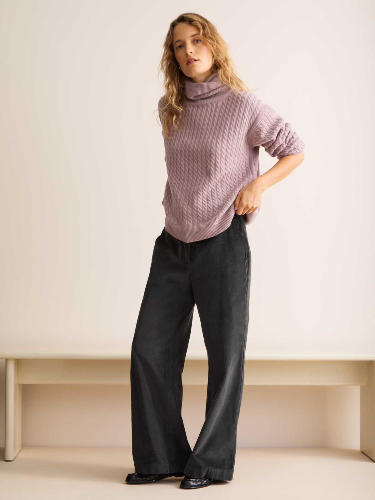 Chloe Organic Cotton Corduroy Pants Anthracite Gray