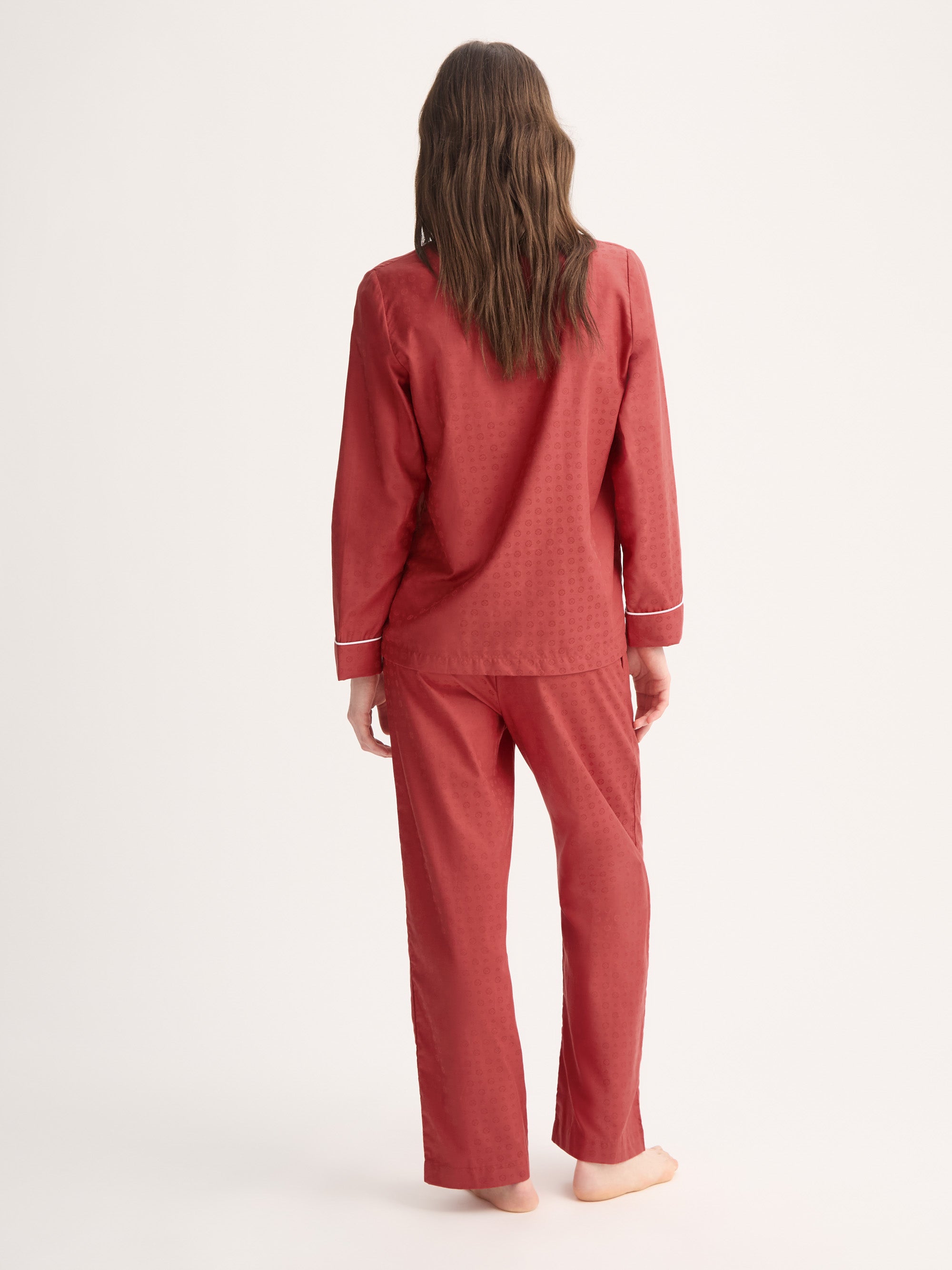 Women's Pyjamas Cotton Jacquard Red Rose Motif