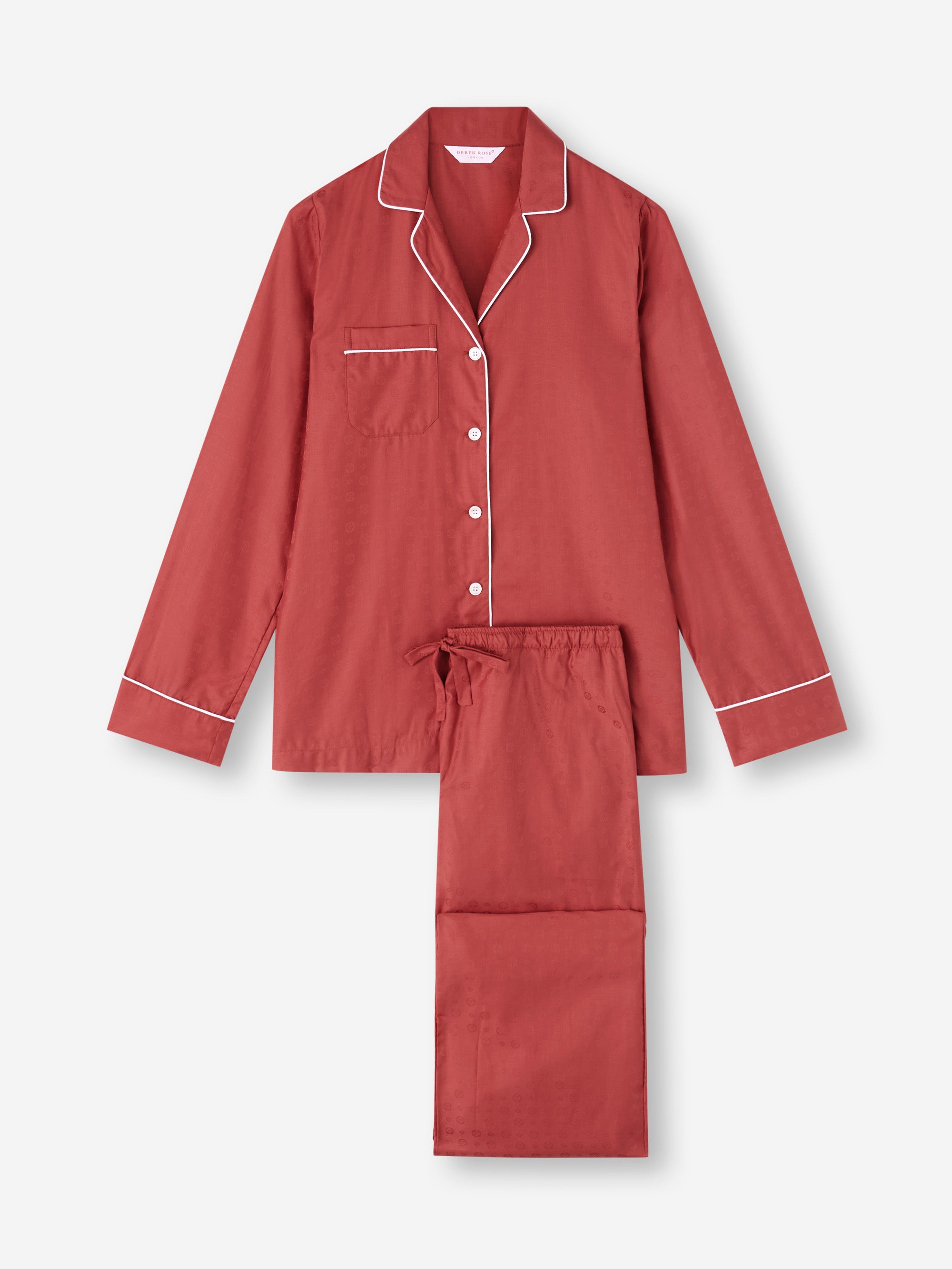 Women's Pyjamas Cotton Jacquard Red Rose Motif