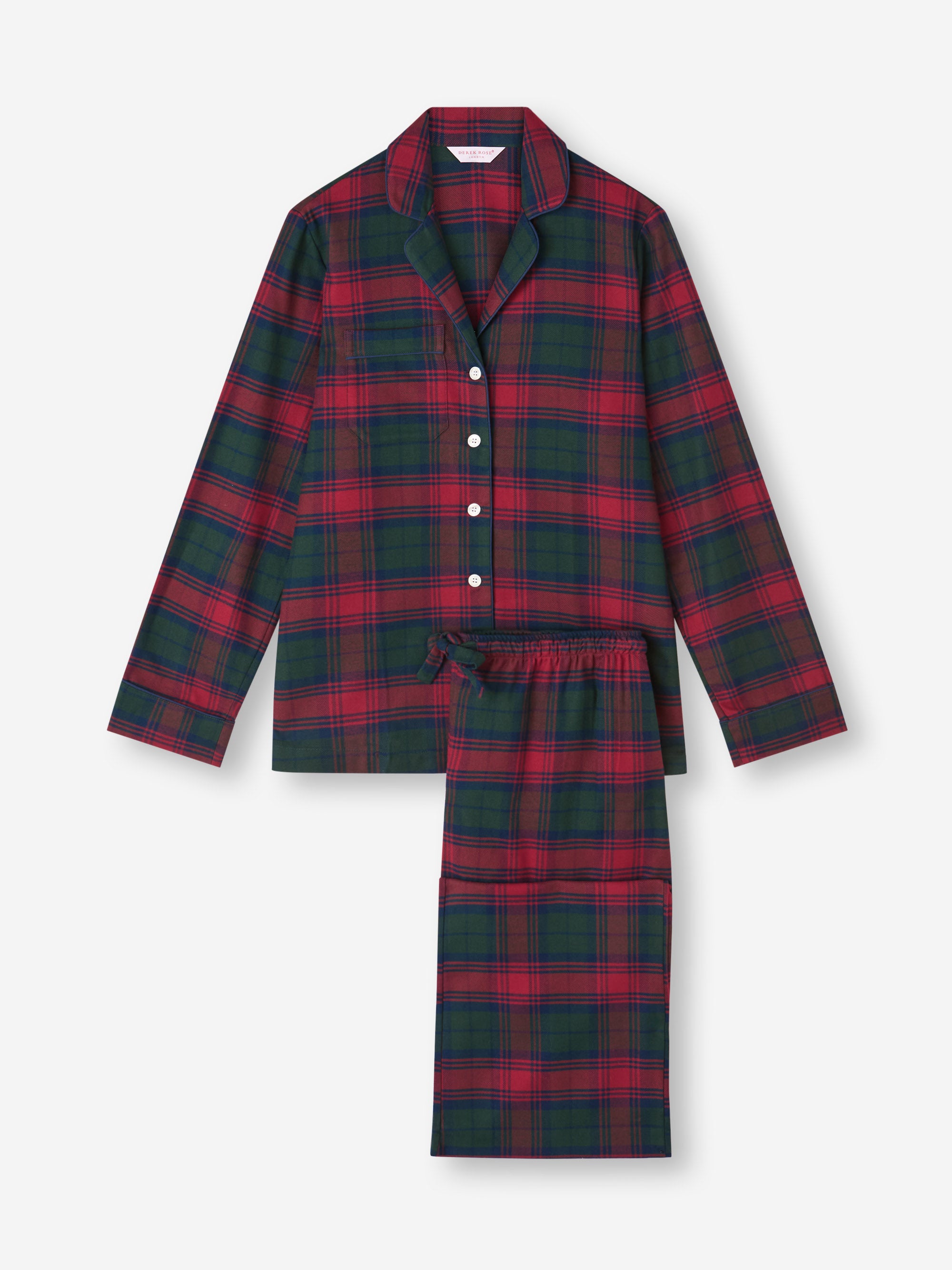 Women's Pyjamas Kelburn Brushed Cotton Burgundy Red & Green Check