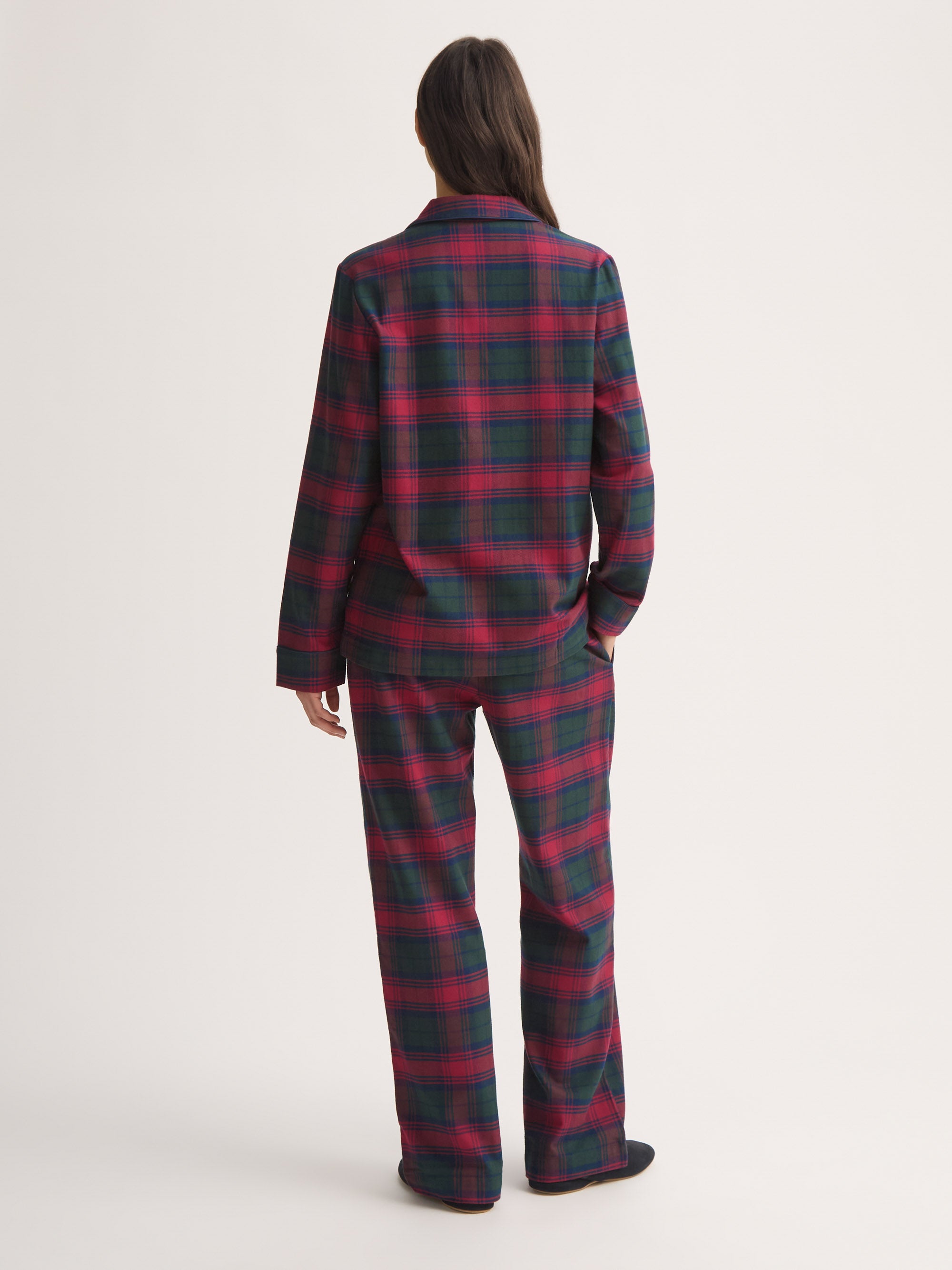 Women's Pyjamas Kelburn Brushed Cotton Burgundy Red & Green Check