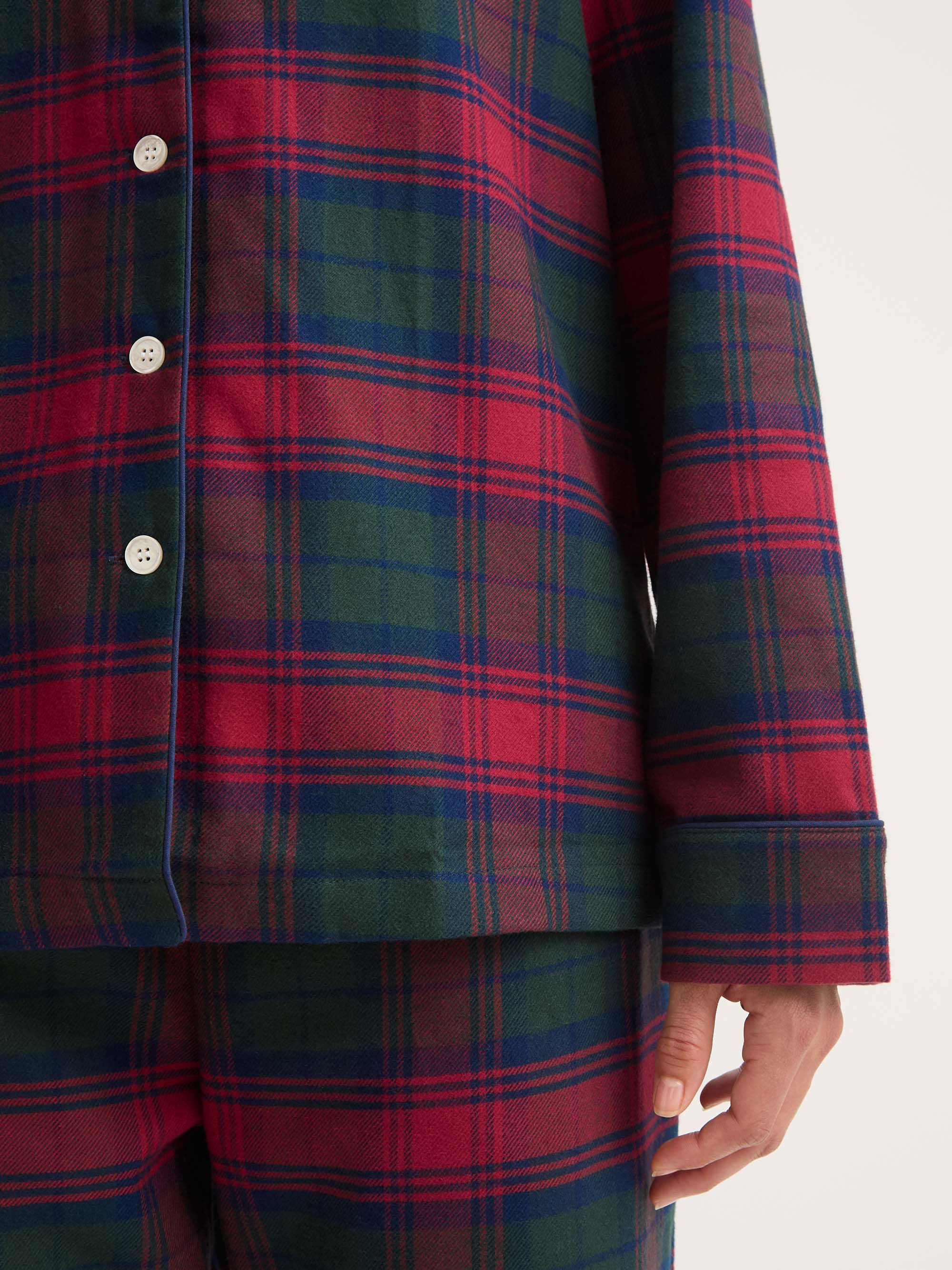 Women's Pyjamas Kelburn Brushed Cotton Burgundy Red & Green Check