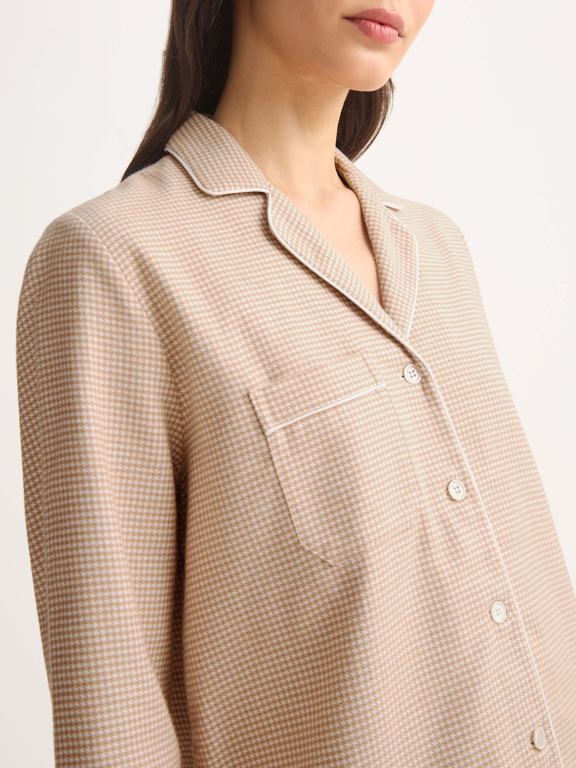 Women's Pyjamas Kelburn Brushed Cotton Blush Houndstooth