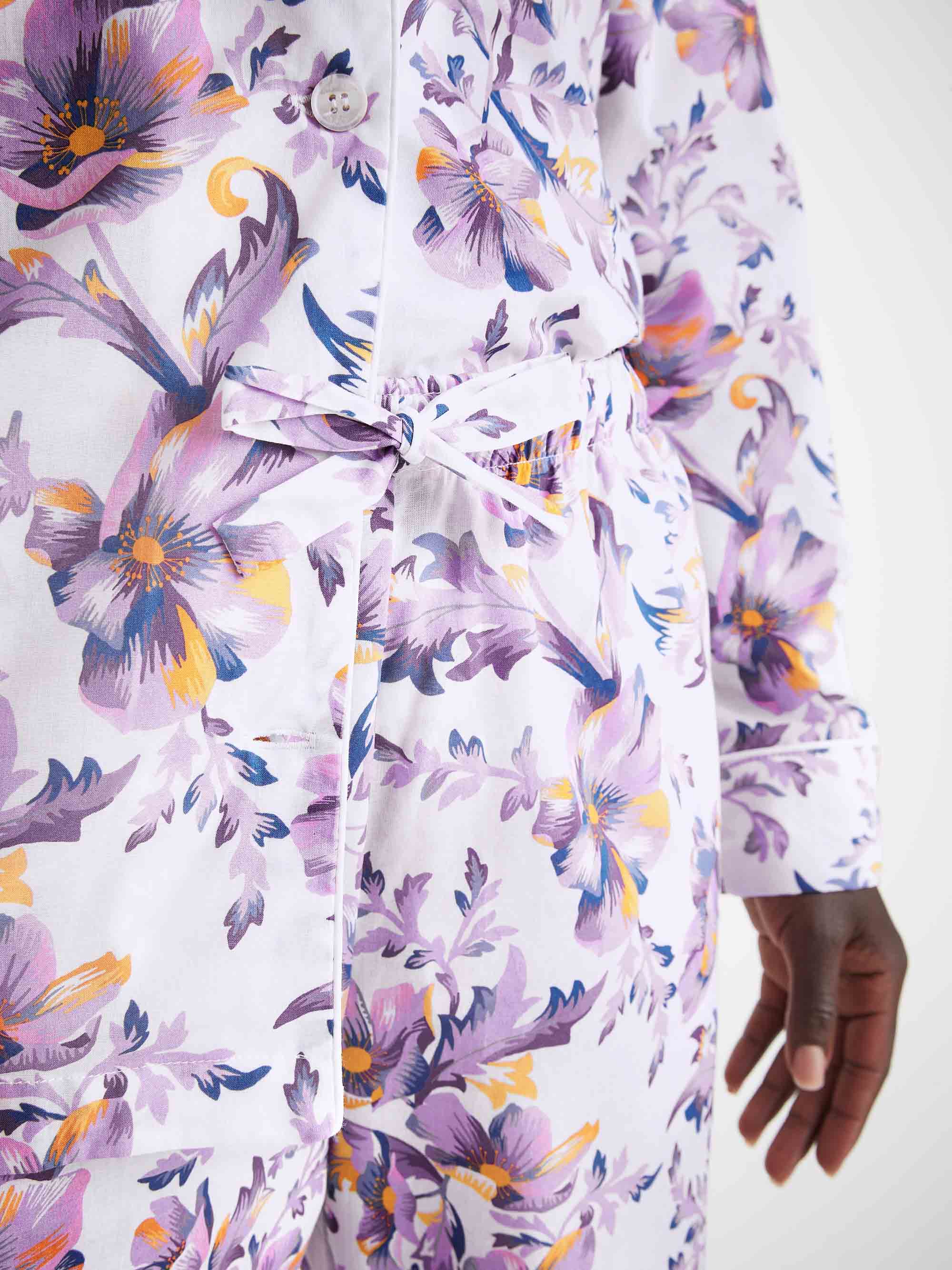 Women's Pyjamas Cotton Batiste White Wildflower Print