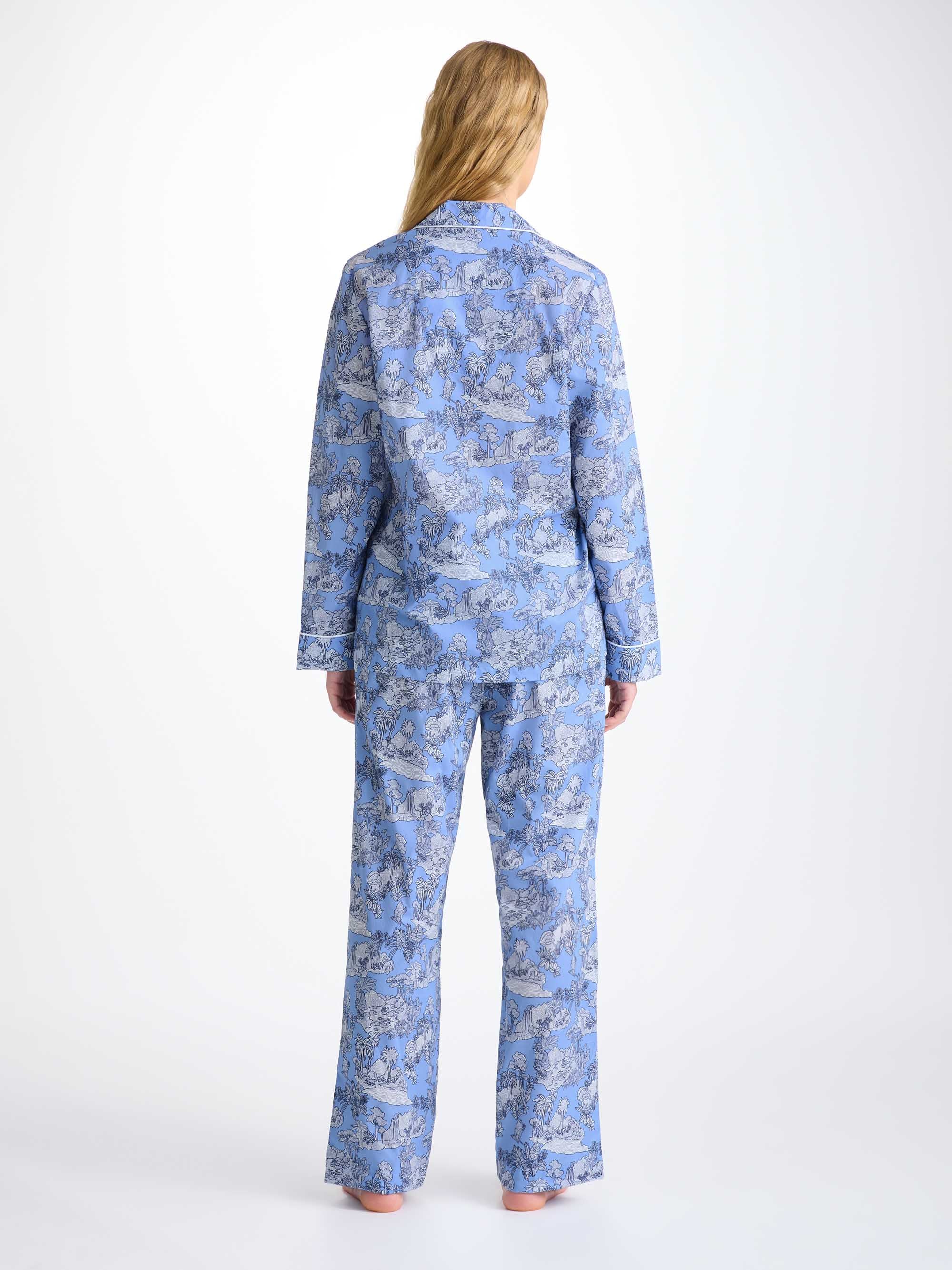 Women's Pyjamas Cotton Batiste Blue Island Hopping Print