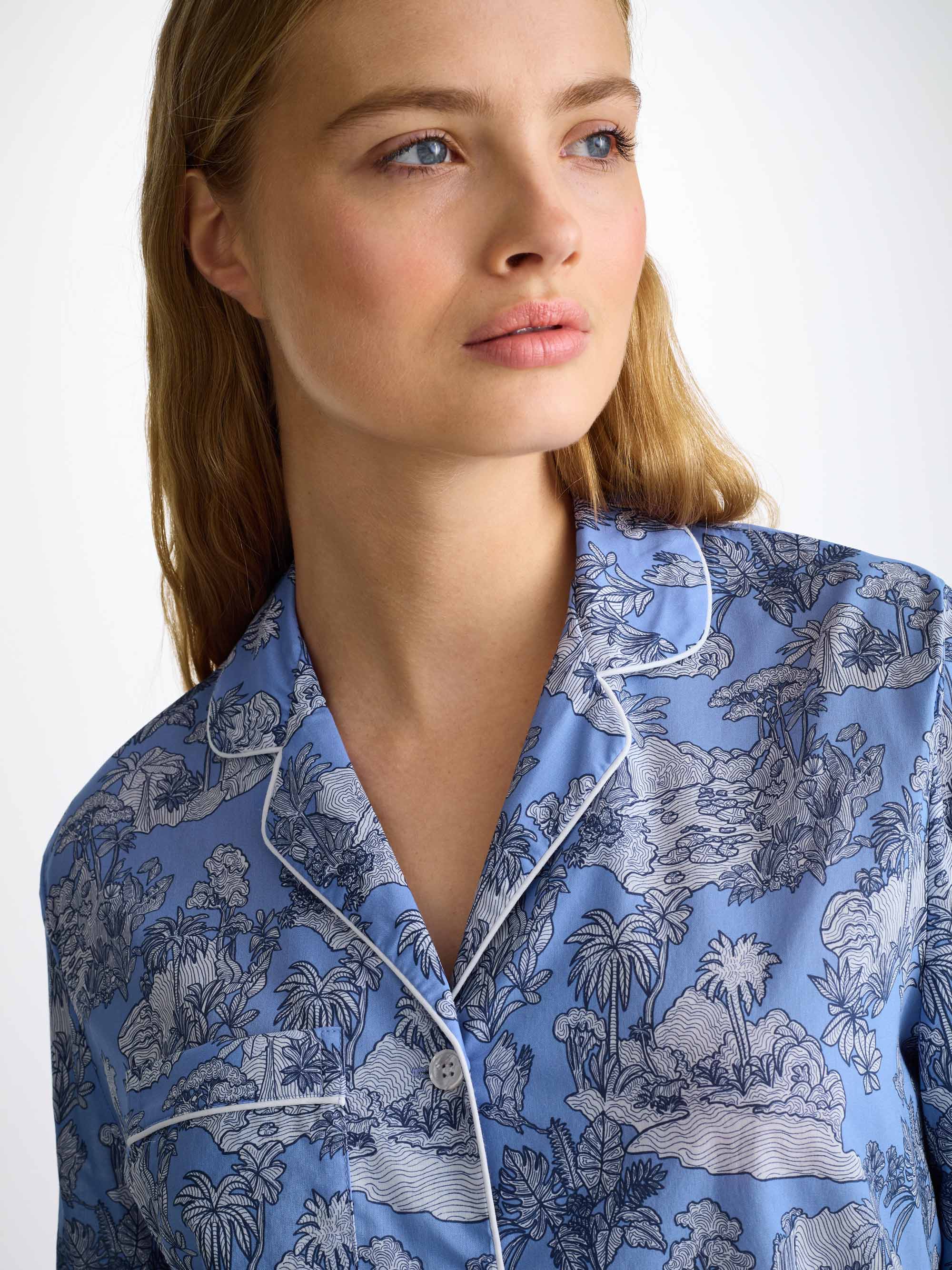 Women's Pyjamas Cotton Batiste Blue Island Hopping Print