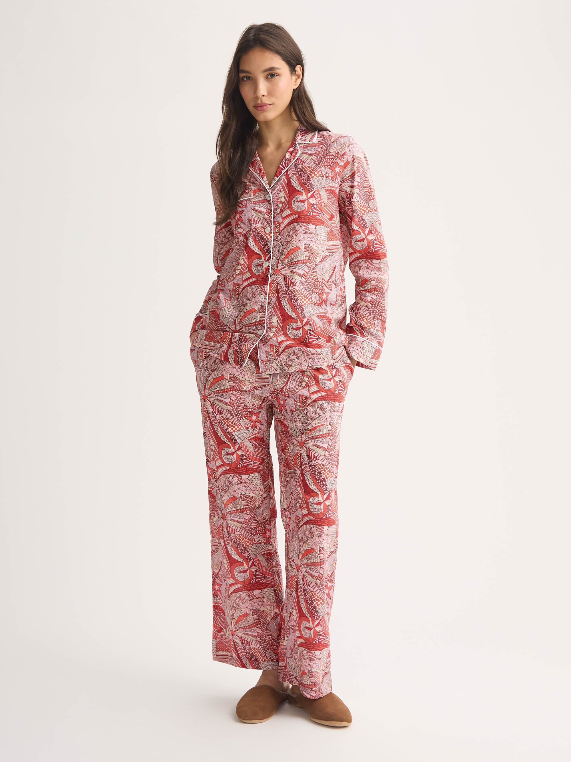 Women's Pyjamas Cotton Batiste Rustic Red Celebration Print