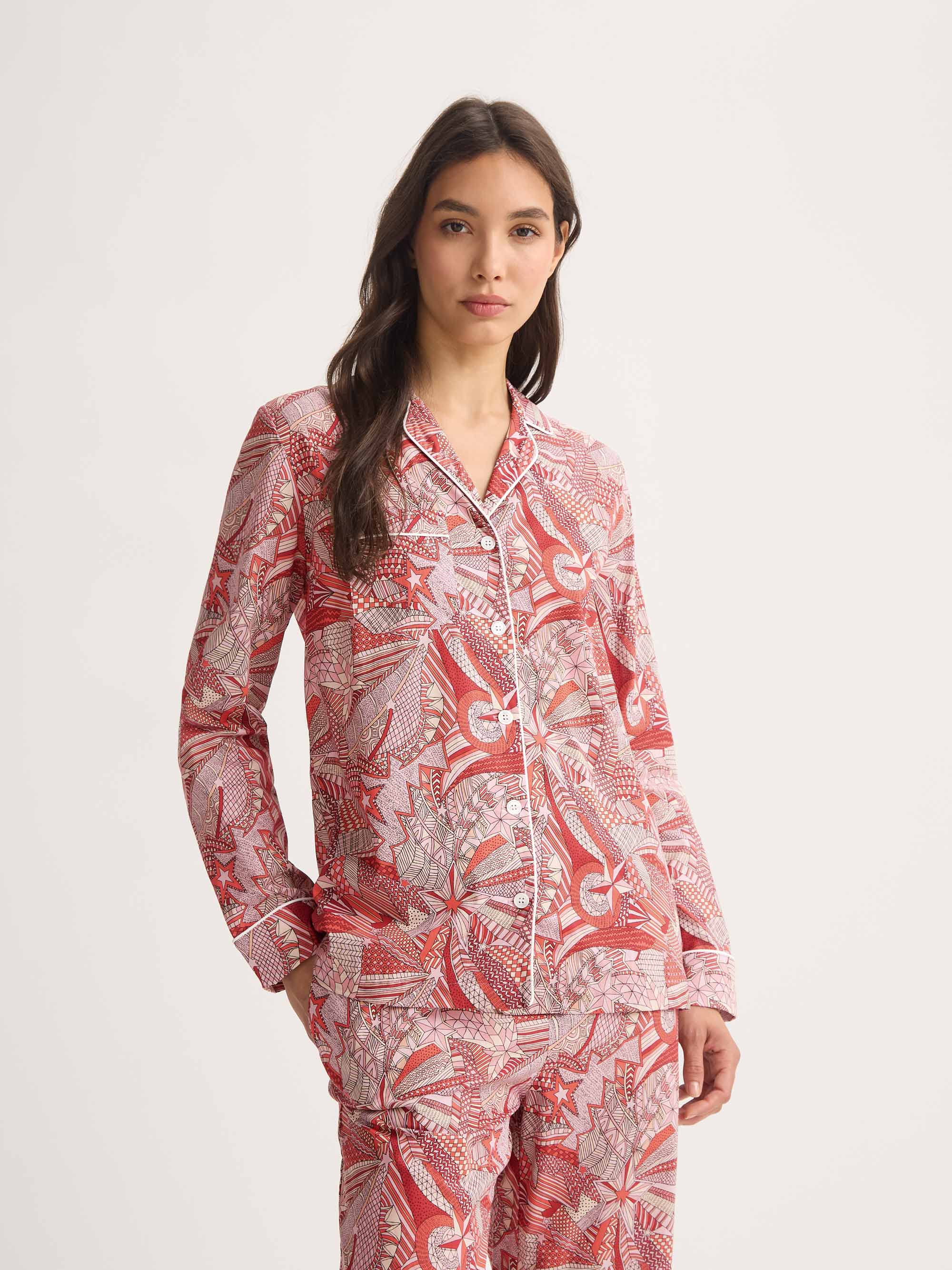 Women's Pyjamas Cotton Batiste Rustic Red Celebration Print