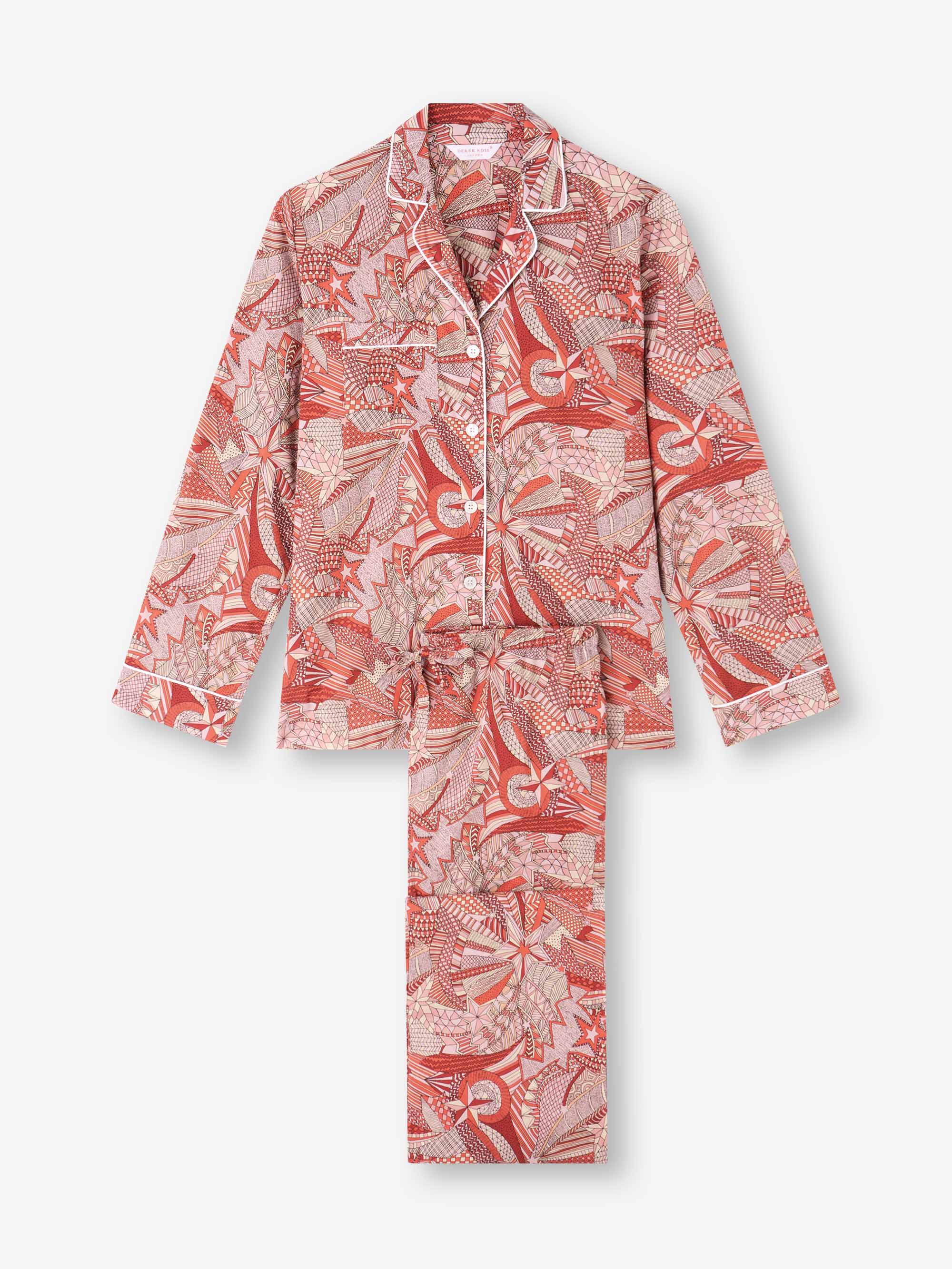 Women's Pyjamas Cotton Batiste Rustic Red Celebration Print