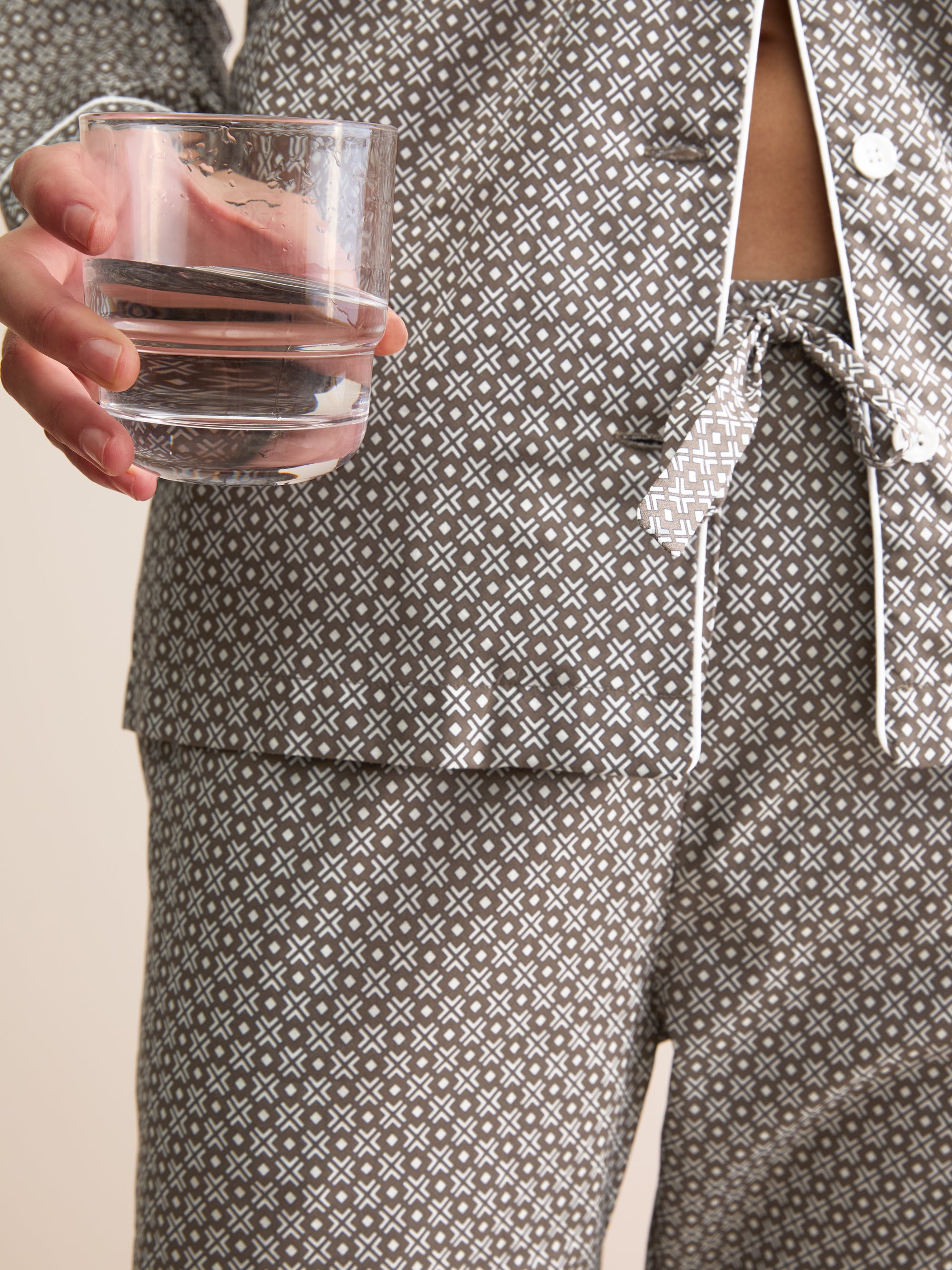 Women's Pyjamas London Transport Cotton Batiste Taupe Cross