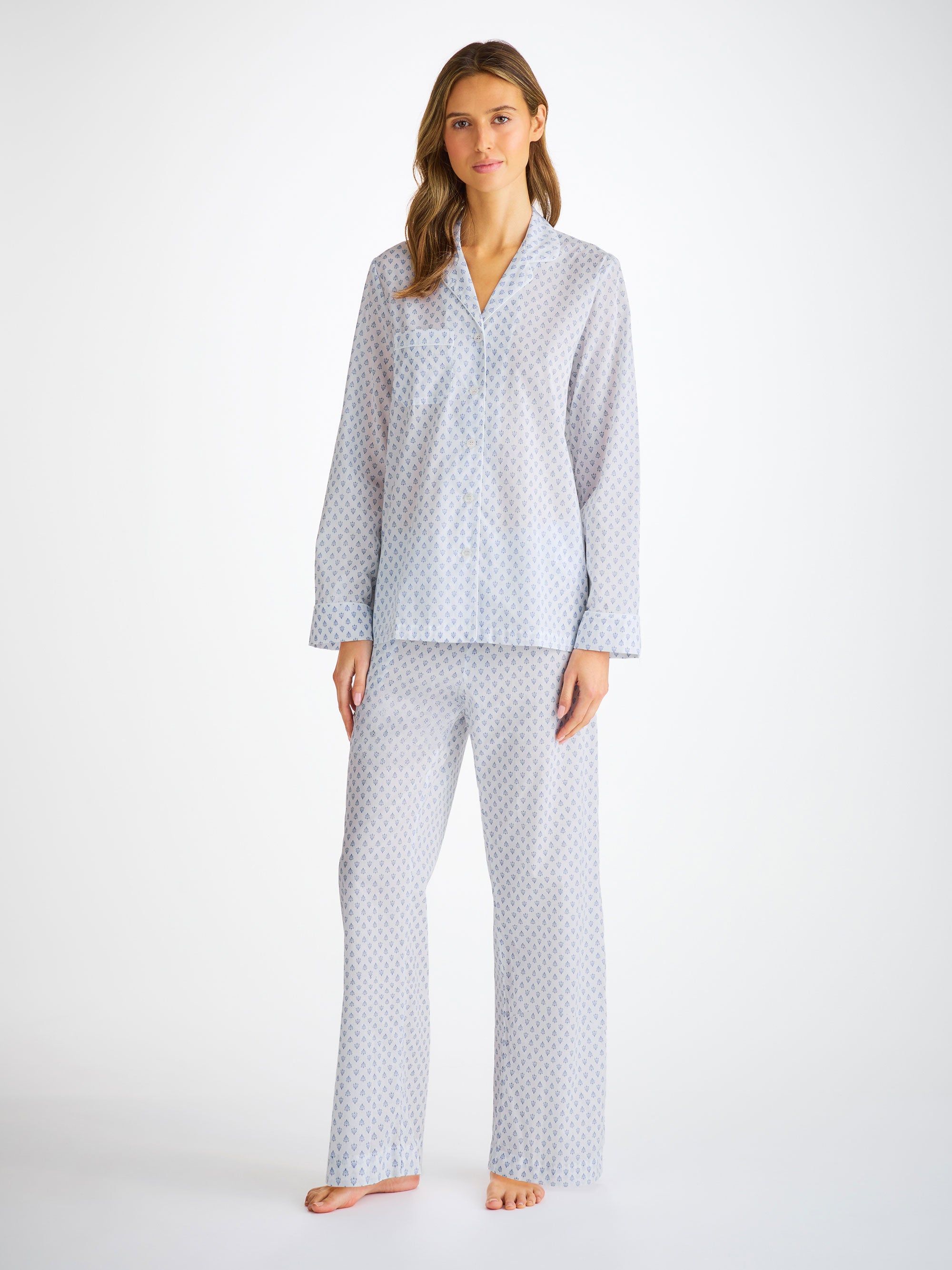 Women's Pyjamas Cotton Batiste White Paisley Motif