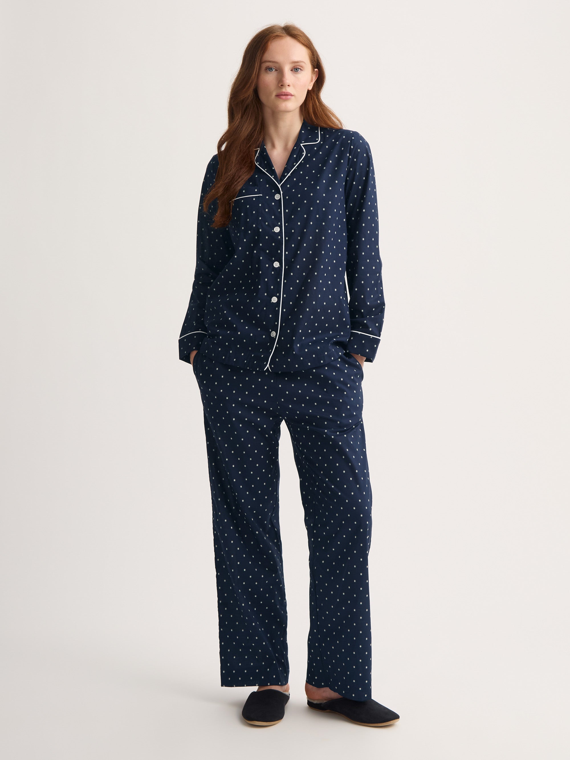 Women's Pyjamas Cotton Batiste Navy Blue Starburst Print