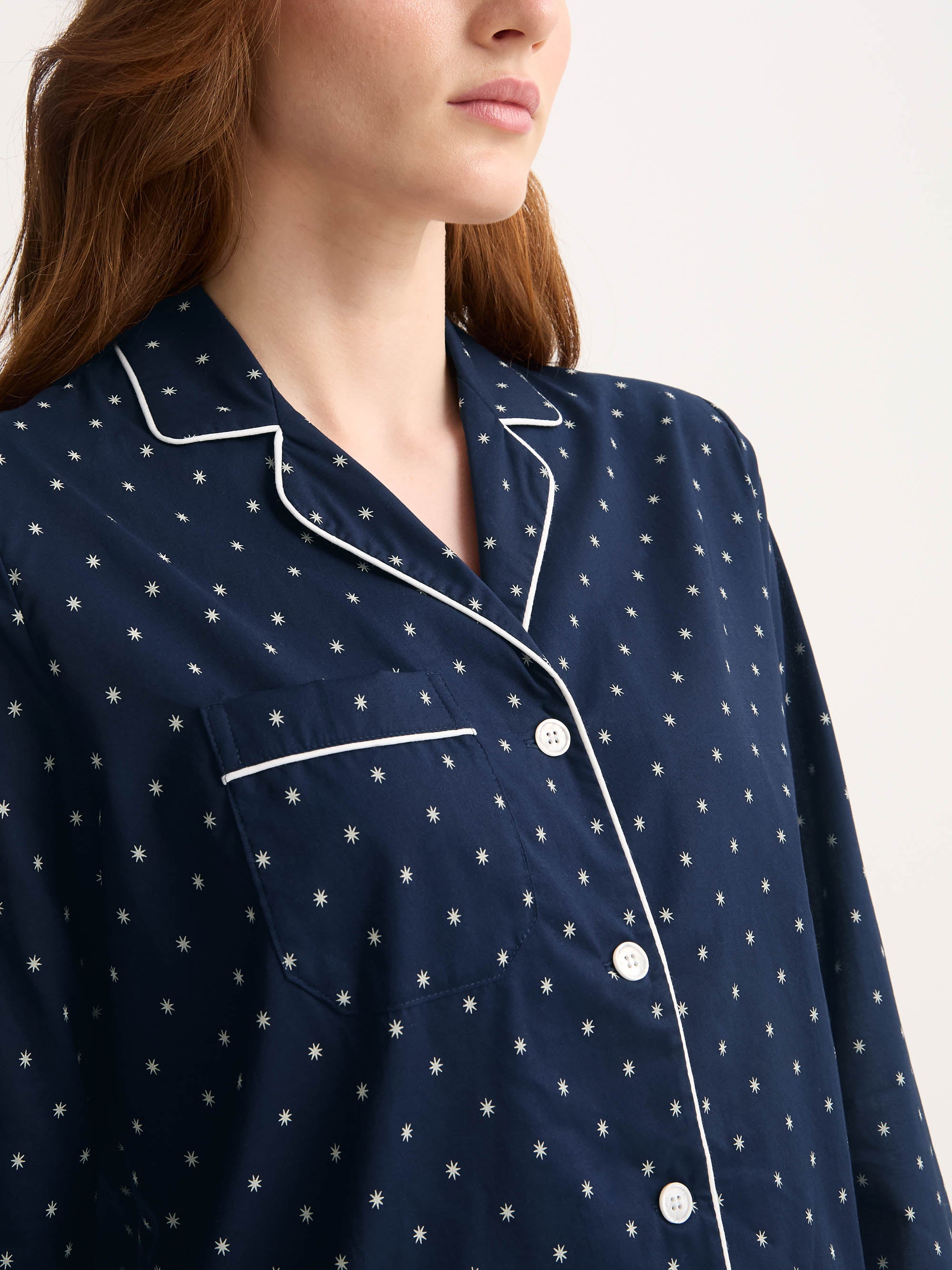 Women's Pyjamas Cotton Batiste Navy Blue Starburst Print