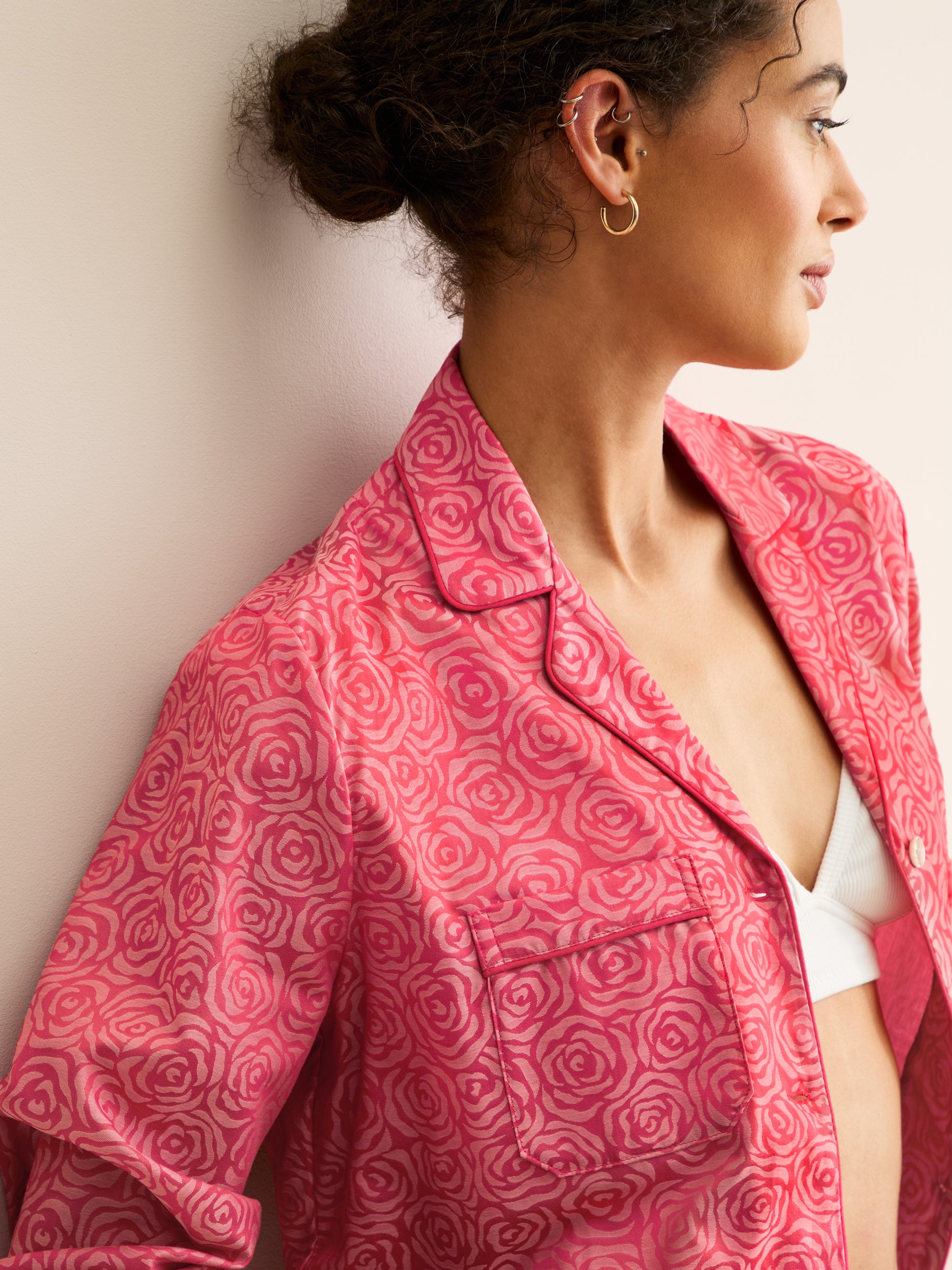 Women's Pyjamas Paris Cotton Jacquard Red Rose
