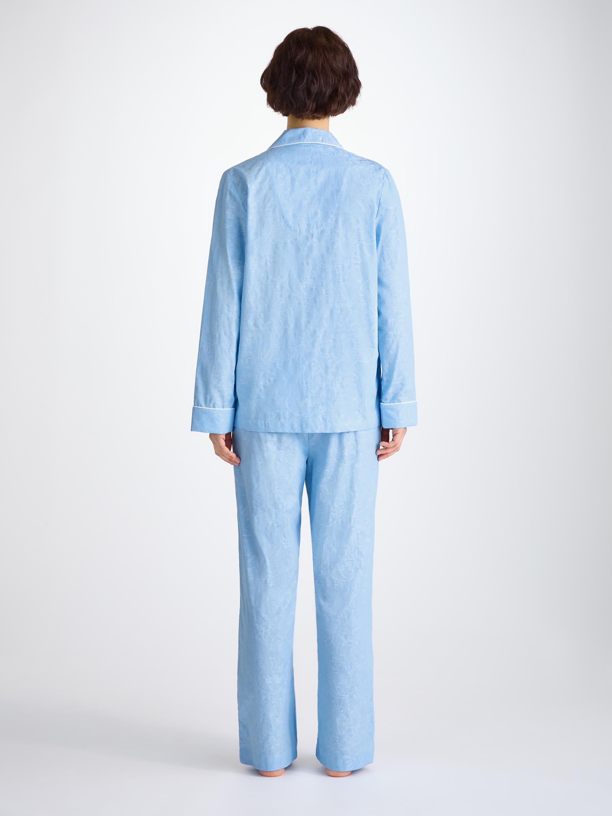 Women's Pajamas Cotton Jacquard Light Blue Jungle Paisley Pattern