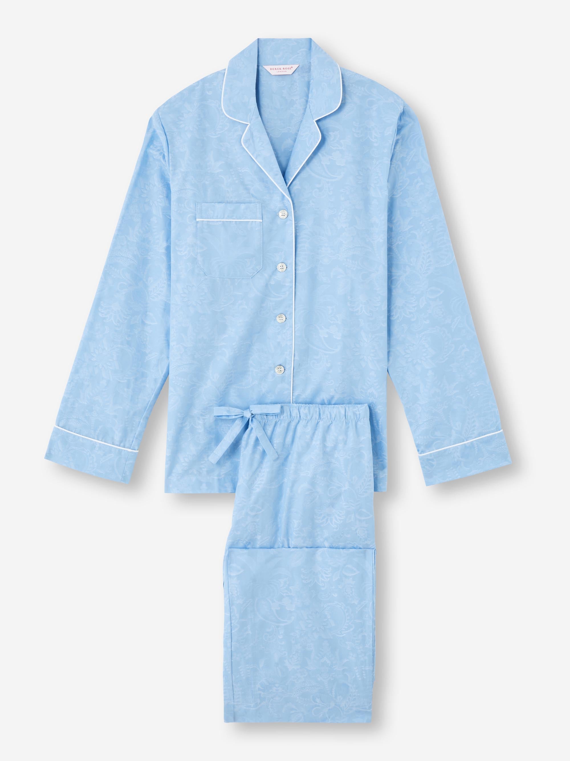 Women's Pajamas Cotton Jacquard Light Blue Jungle Paisley Pattern