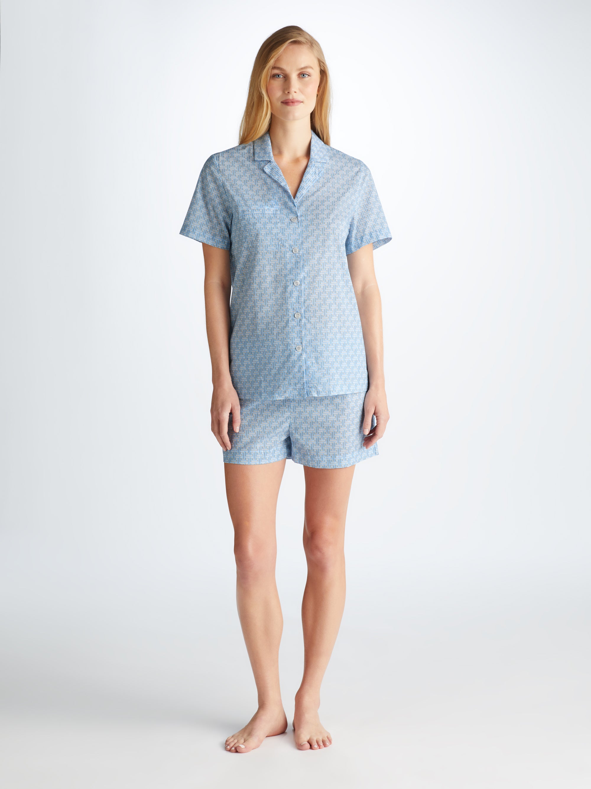Women's Short Pyjamas Ledbury 72 Cotton Batiste Blue