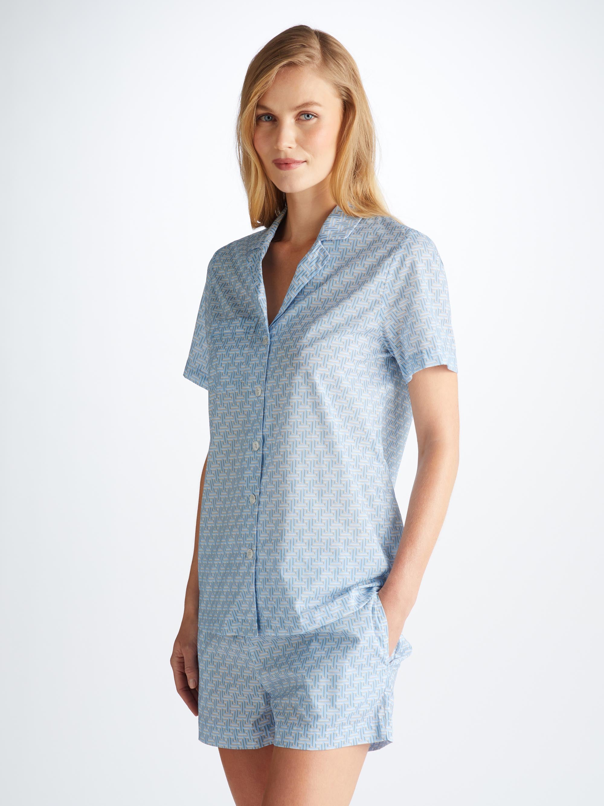 Women's Short Pyjamas Ledbury 72 Cotton Batiste Blue