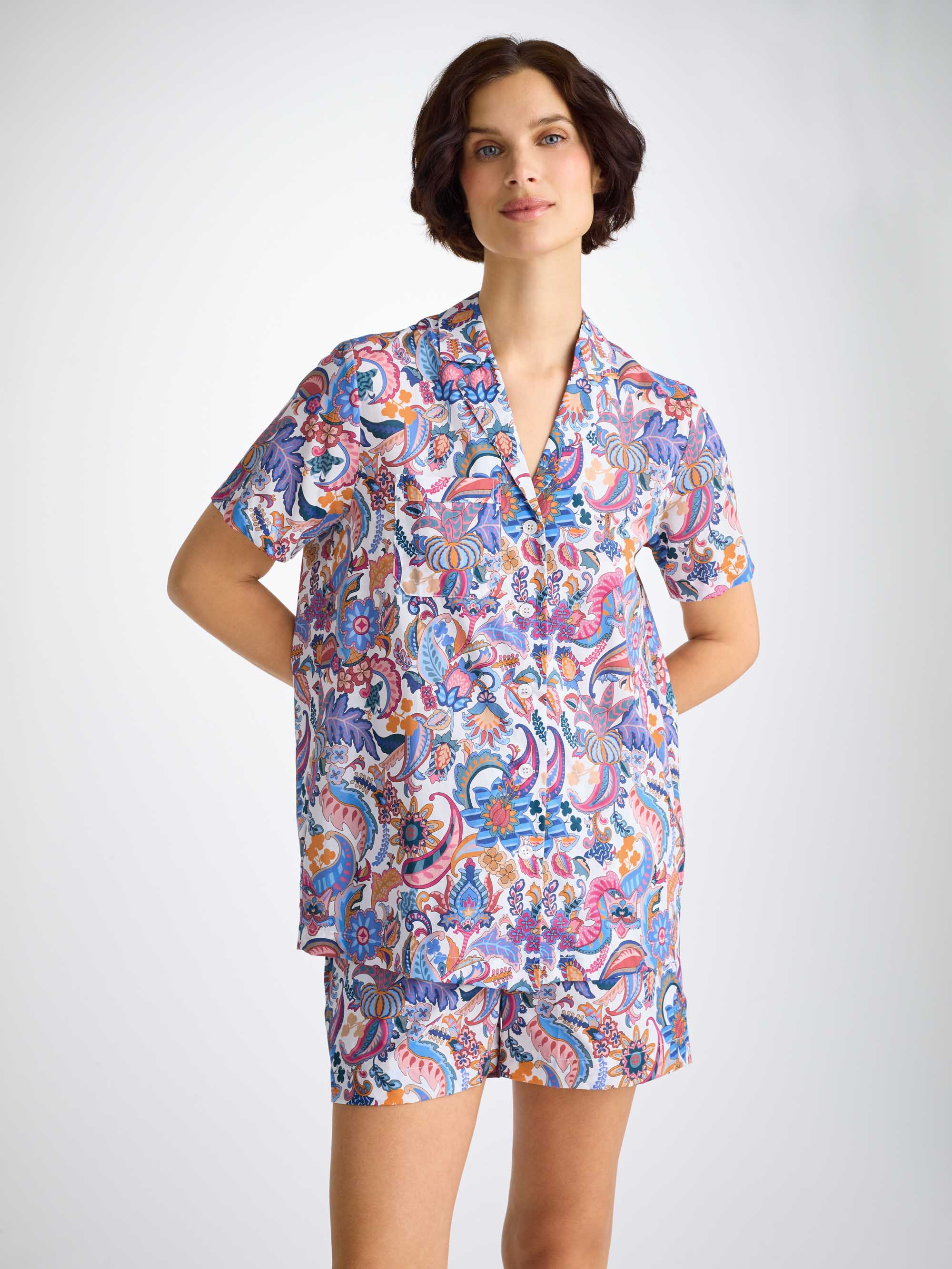 Women's Short Pyjamas Cotton Batiste Multi Jungle Paisley Print