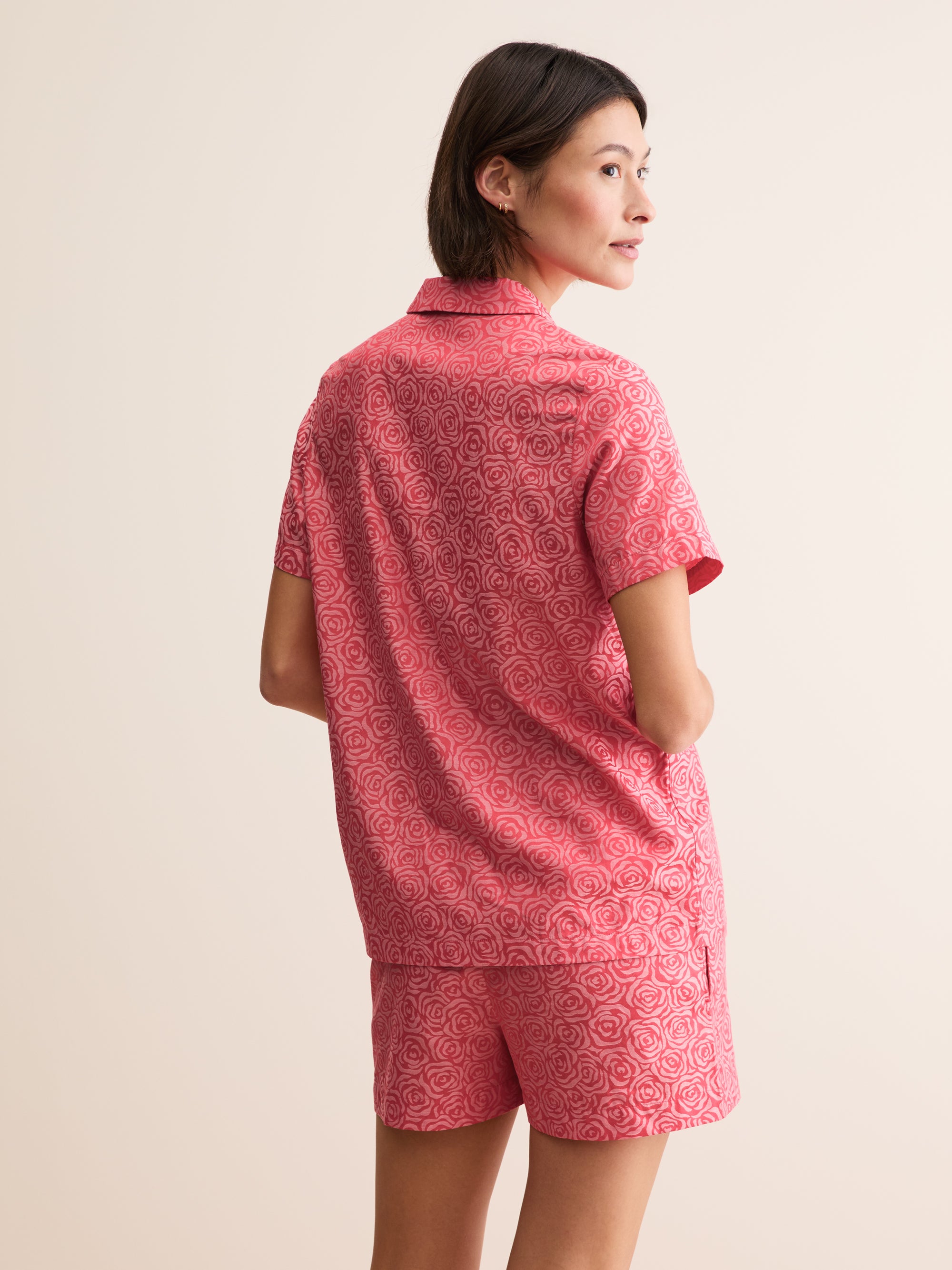 Women's Short Pyjamas Paris Cotton Jacquard Red Rose