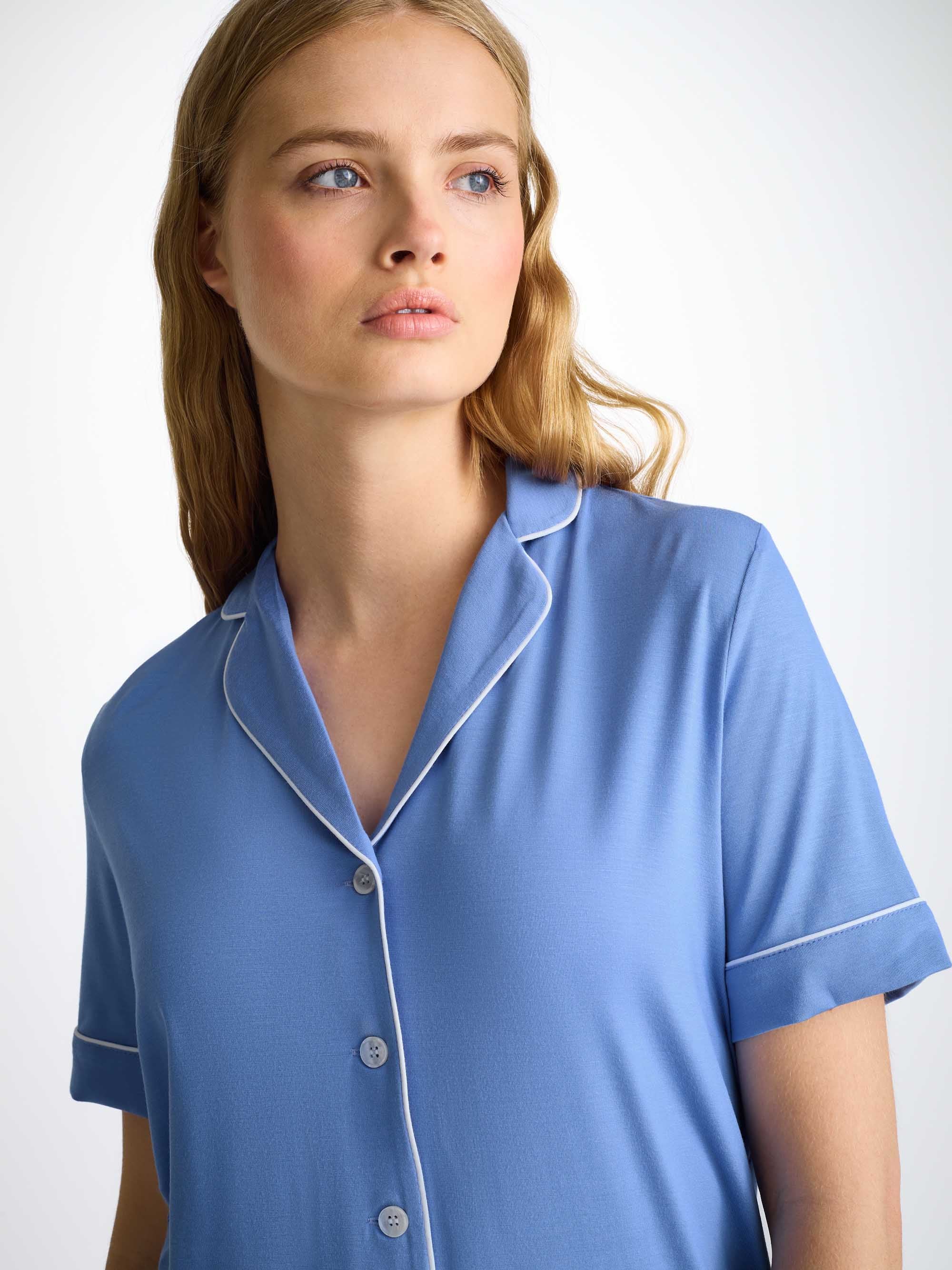 Women's Short Pyjamas Lara Micro Modal Stretch Cornflower Blue