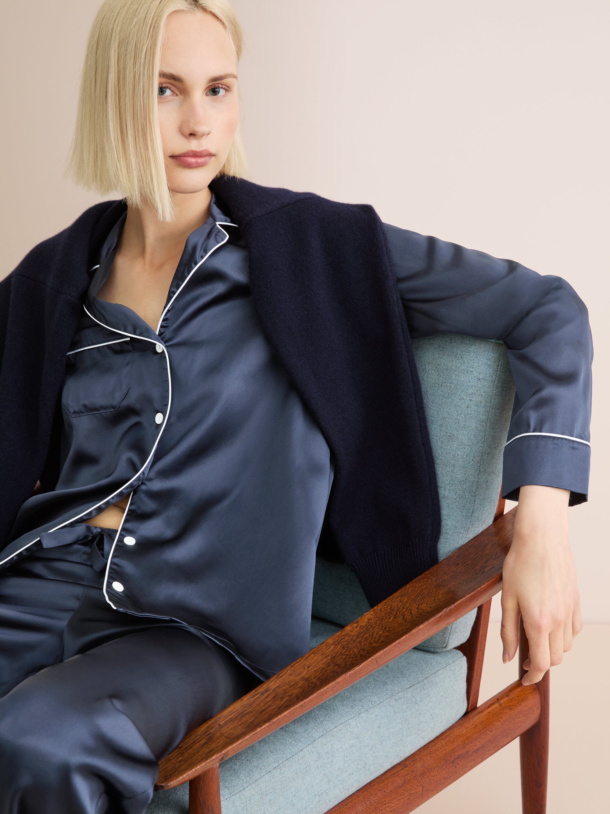 Women's Pajamas Bailey Silk Satin Navy