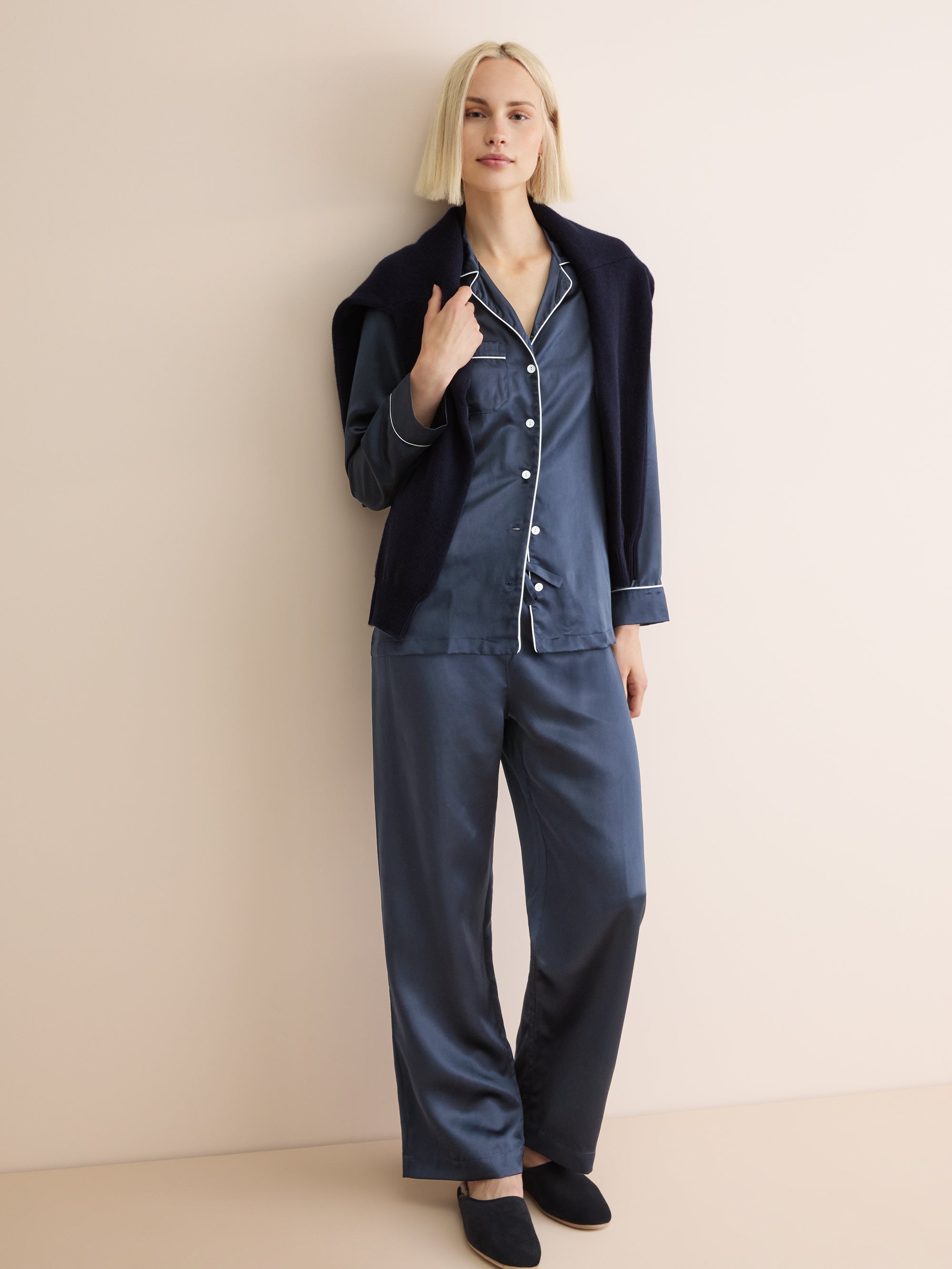 Women's Pajamas Bailey Silk Satin Navy