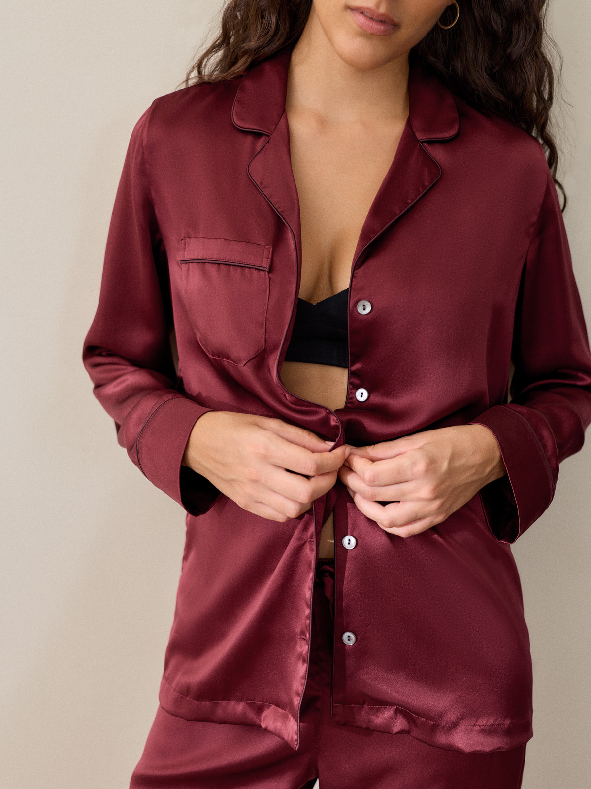Bailey Silk Pajamas Cabernet Red