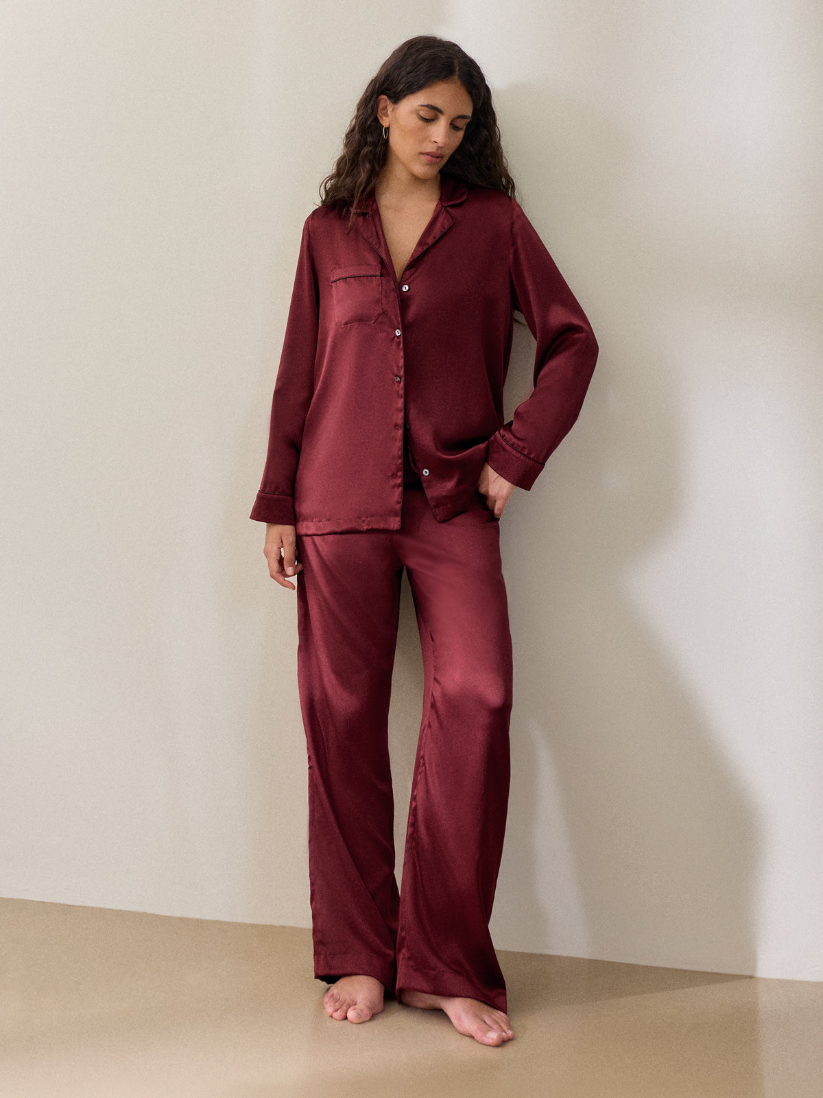 Bailey Silk Pajamas Cabernet Red