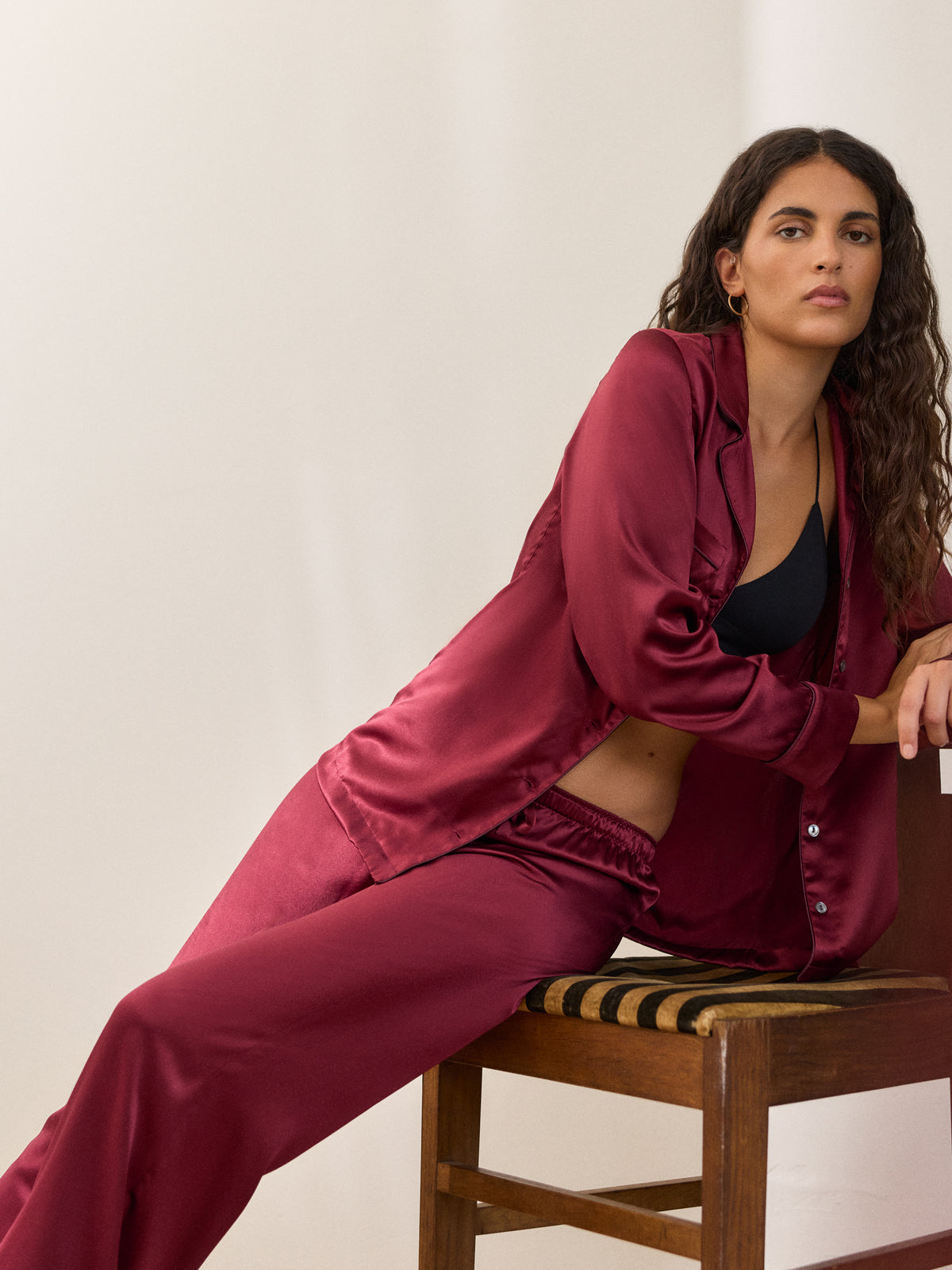 Bailey Silk Pajamas Cabernet Red