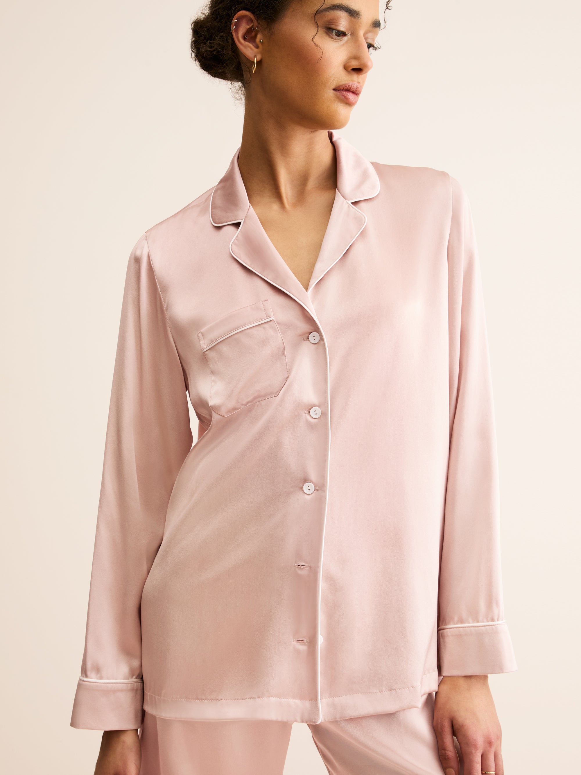 Women's Silk Pyjamas Bailey Champagne Pink