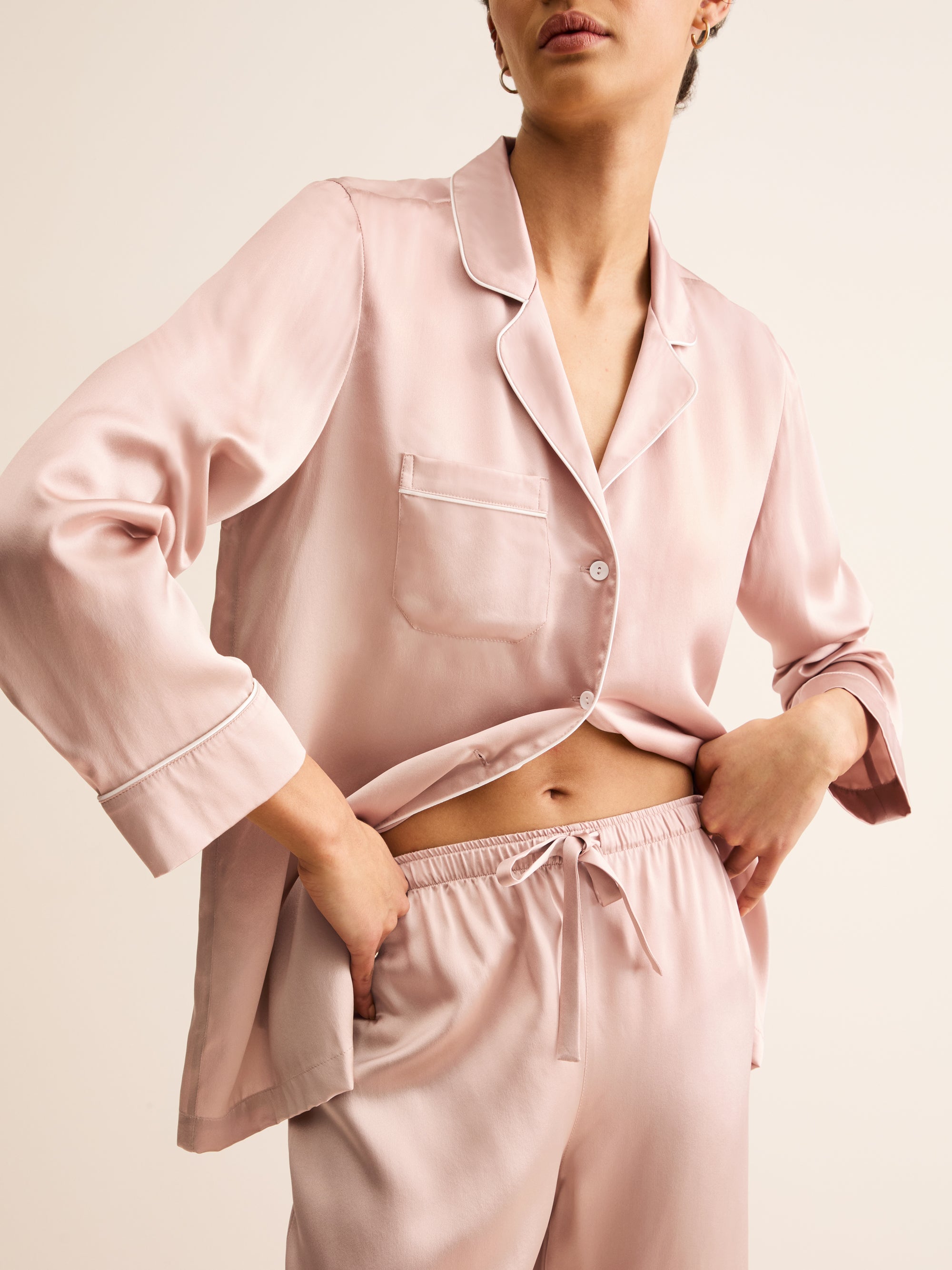 Women's Silk Pyjamas Bailey Champagne Pink