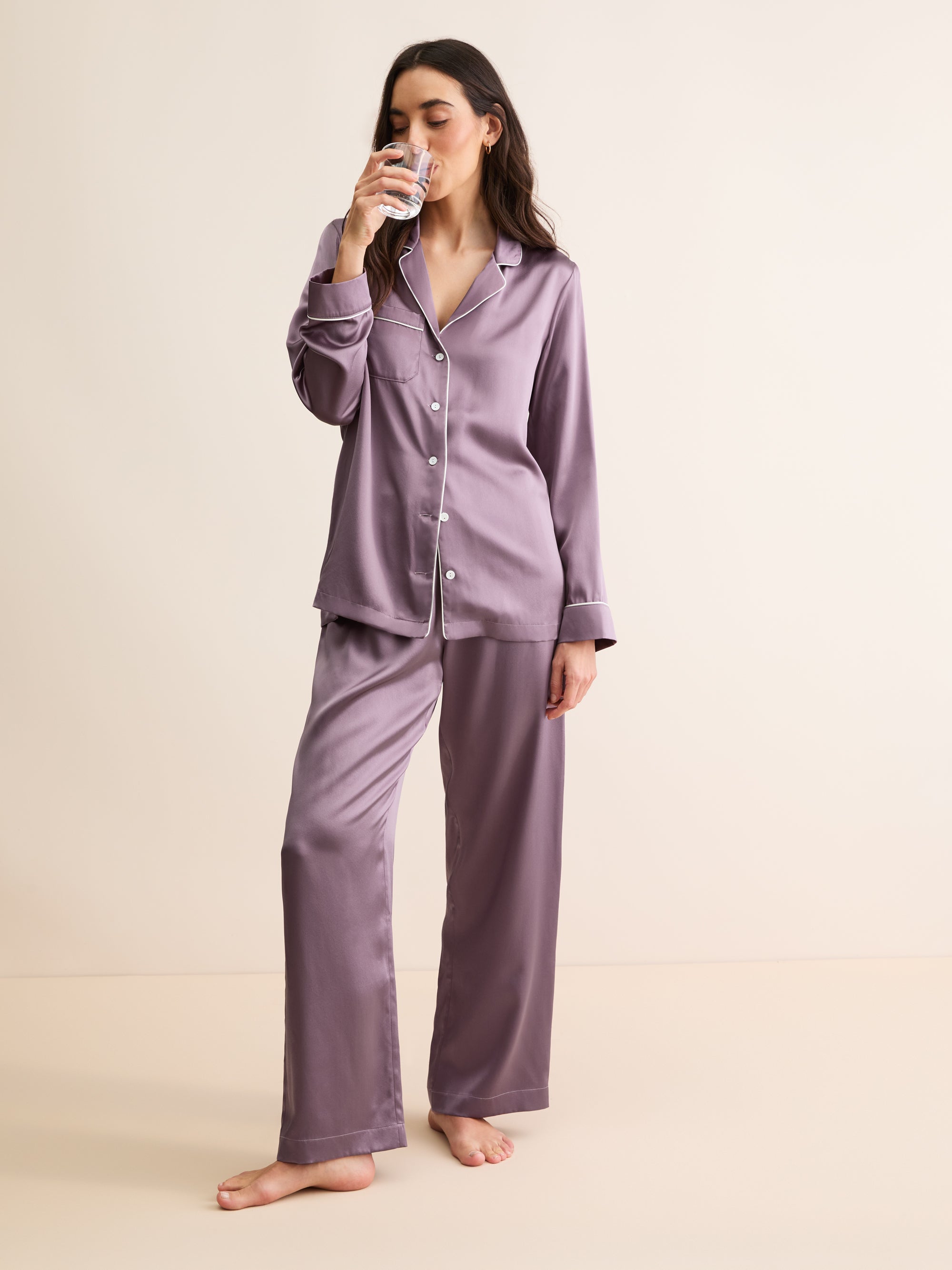 Women's Silk Pyjamas Bailey Dusty Plum