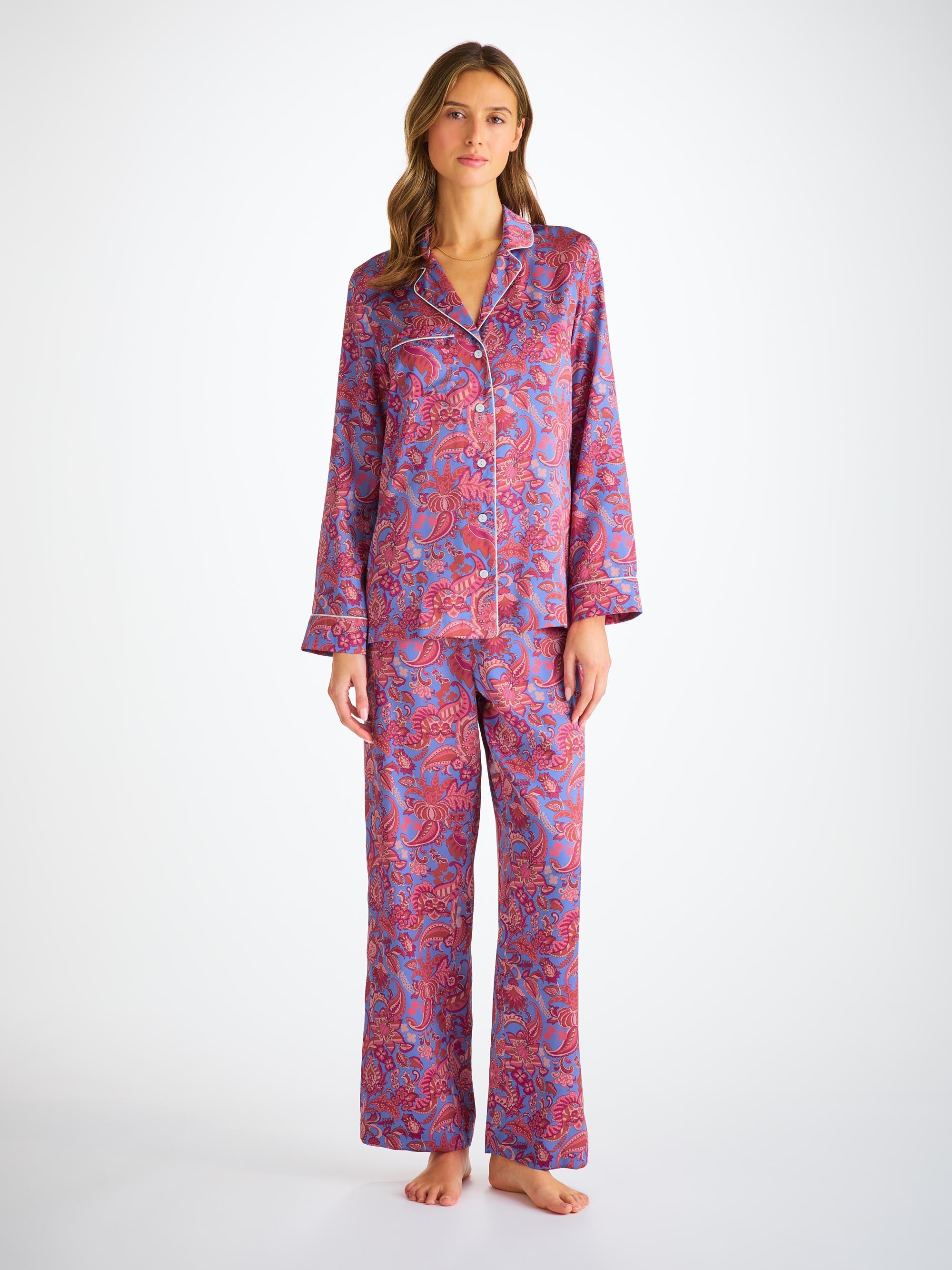 Women's Pyjamas Silk Satin Amethyst Jungle Paisley Pattern