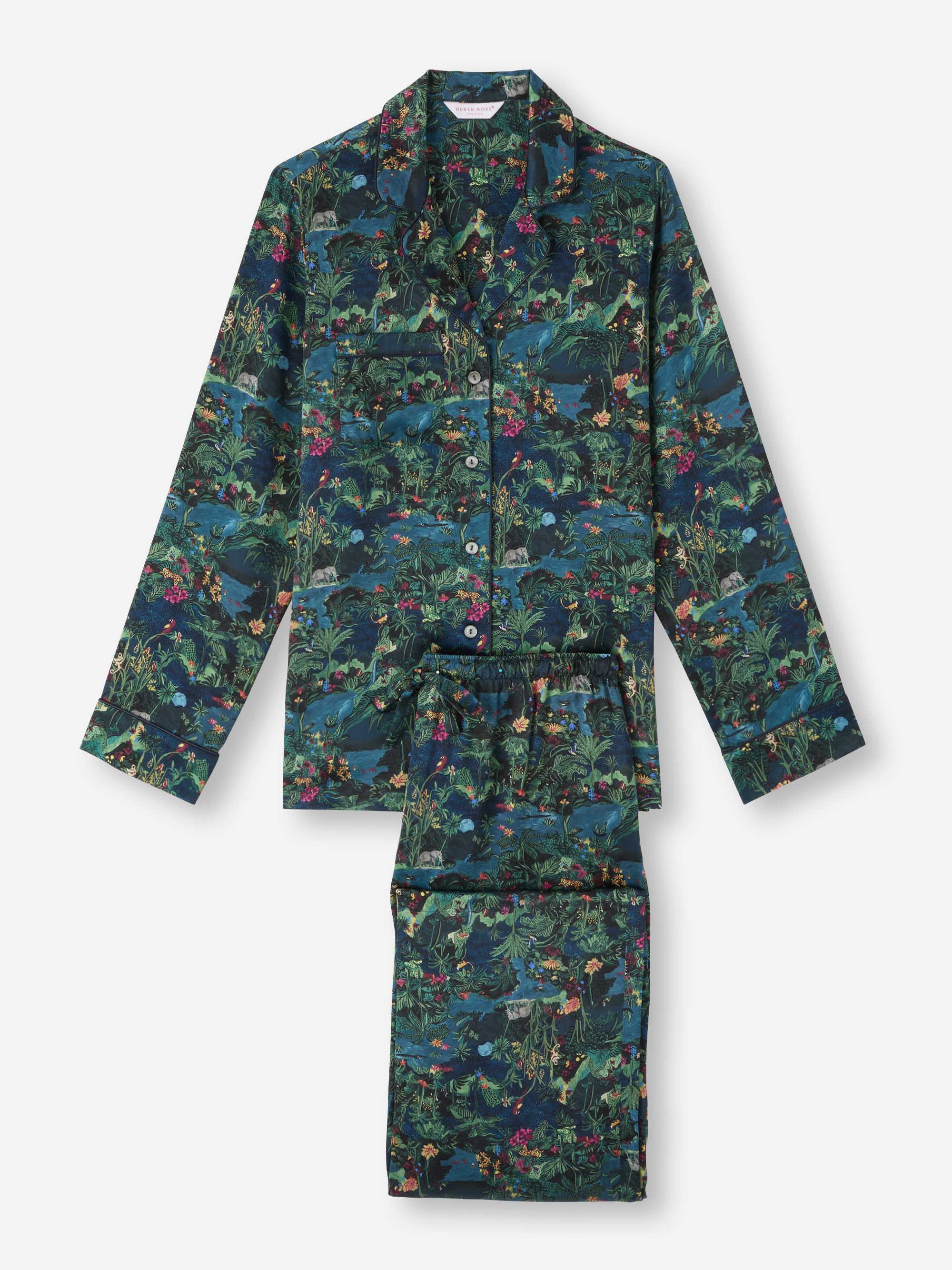 Women's Pyjamas Silk Satin Multi Midnight Jungle Print