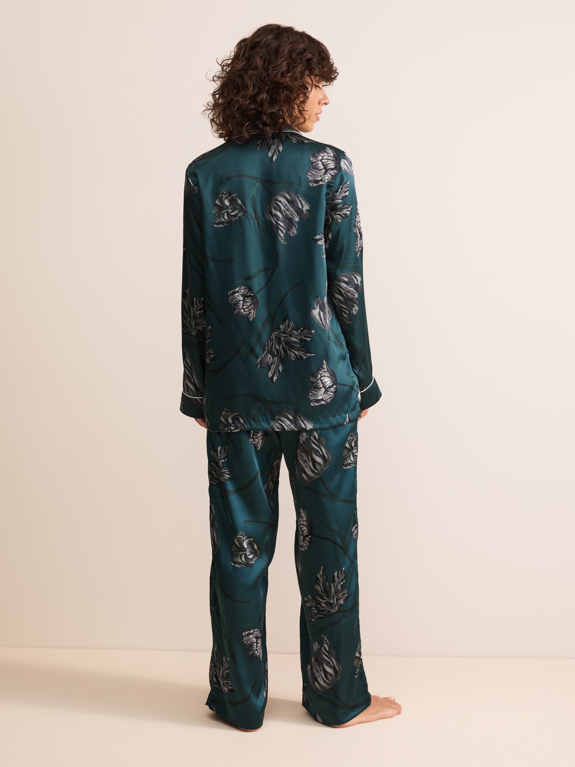 Brindisi Silk Pyjamas Teal & Grey Tulip
