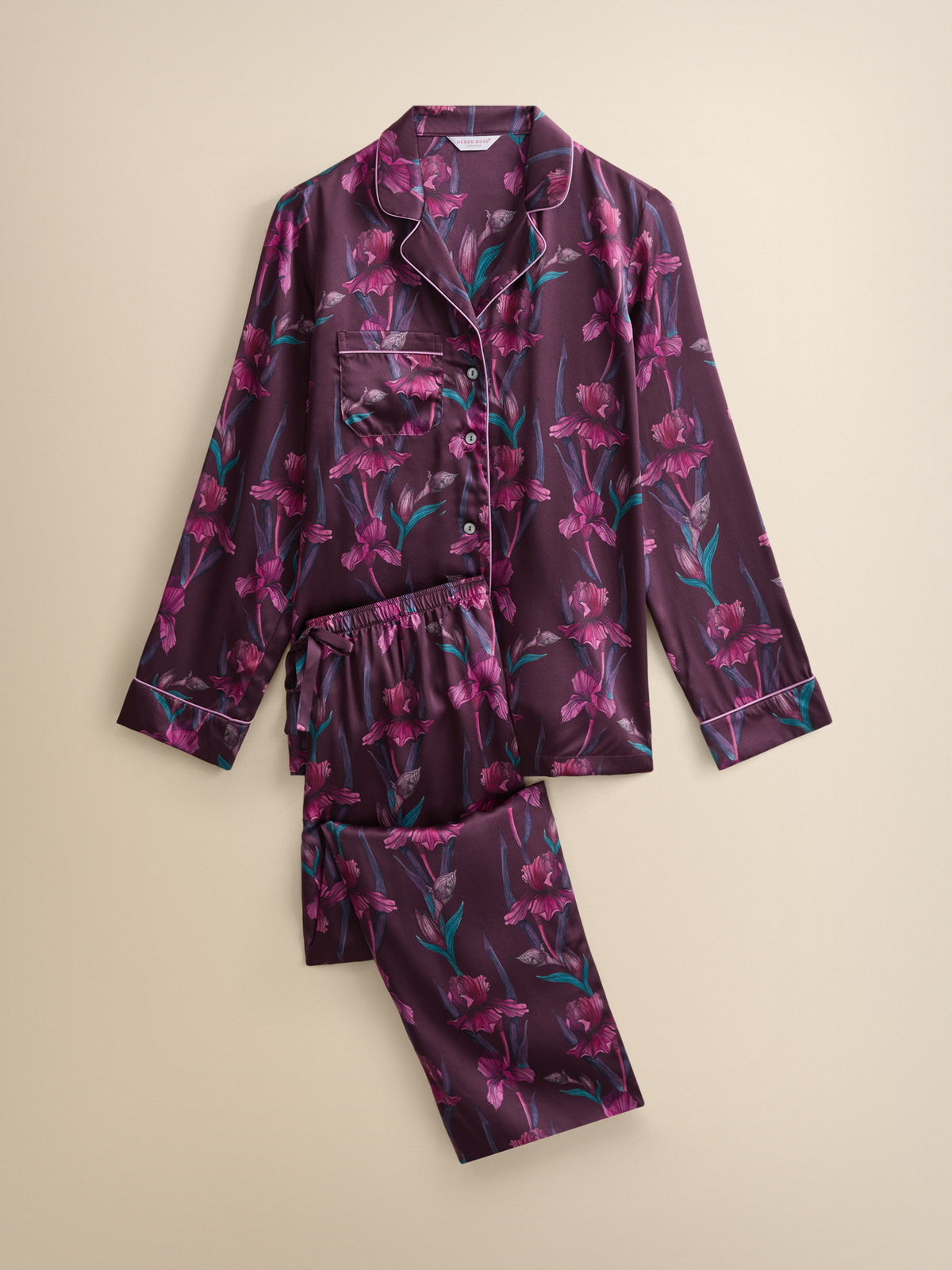 Brindisi Silk Pyjamas Dark Wine Iris