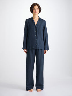 Women's Pyjamas Sicily Linen Navy