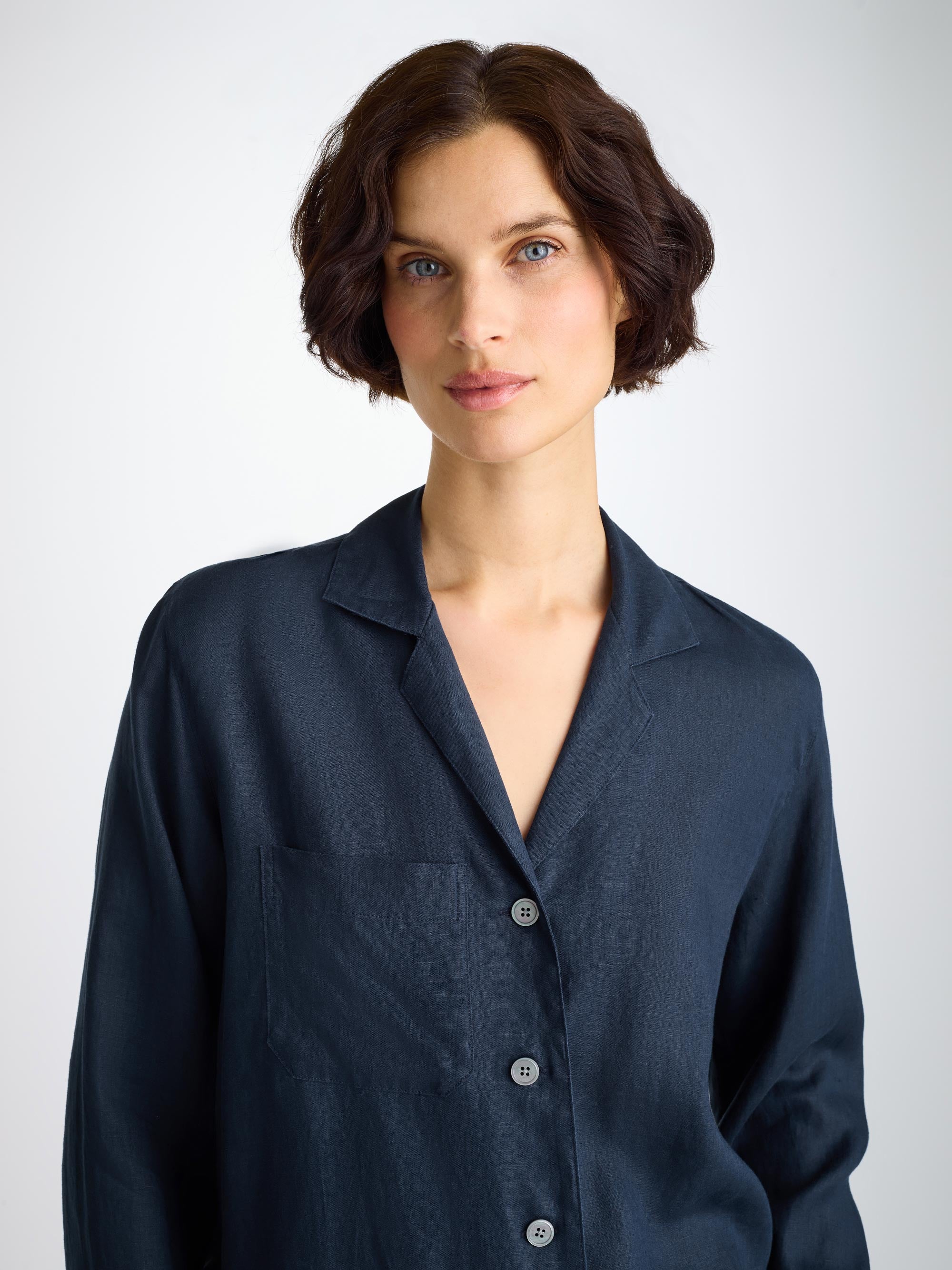 Women's Pyjamas Sicily Linen Navy