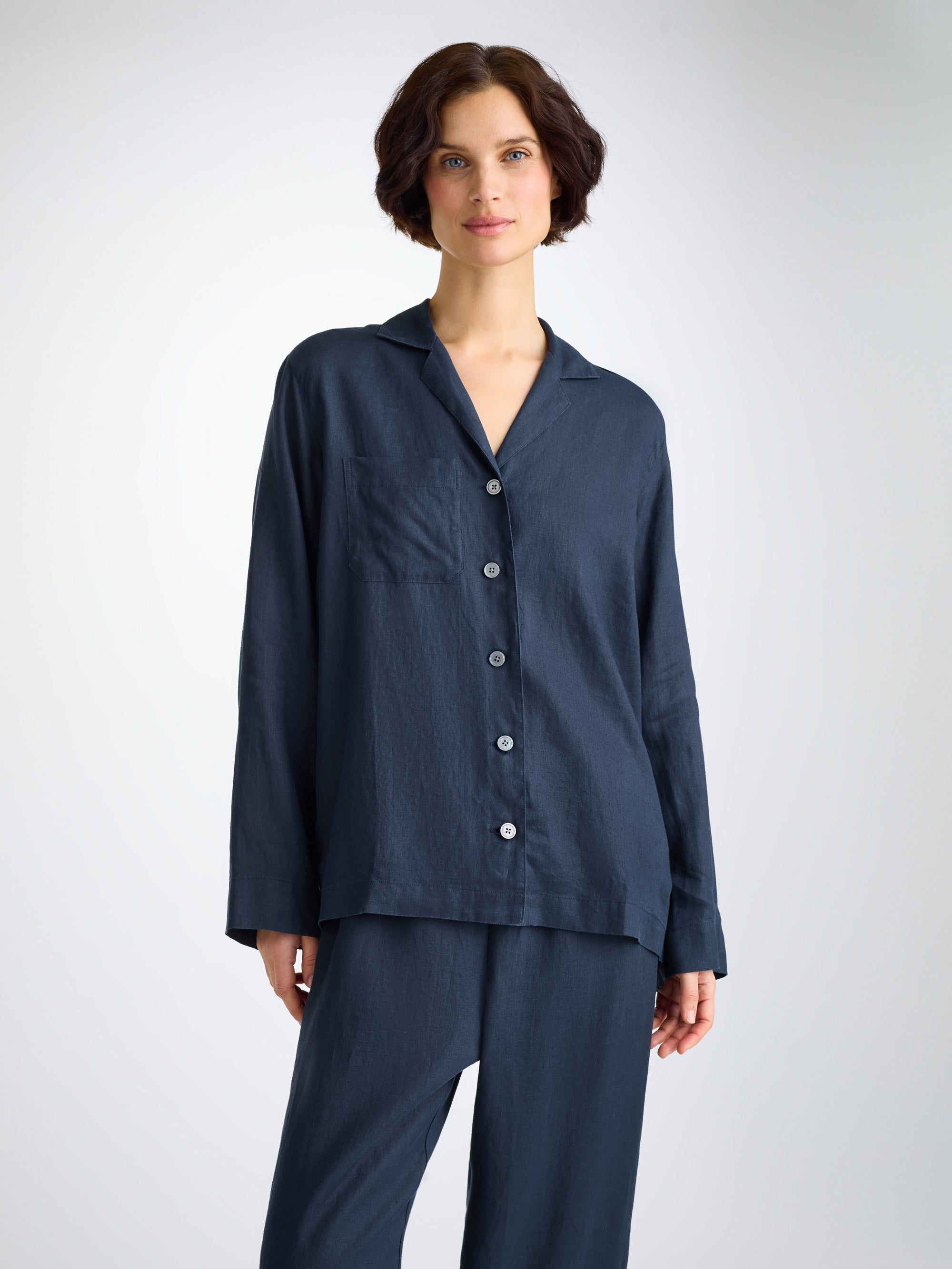 Women's Pyjamas Sicily Linen Navy
