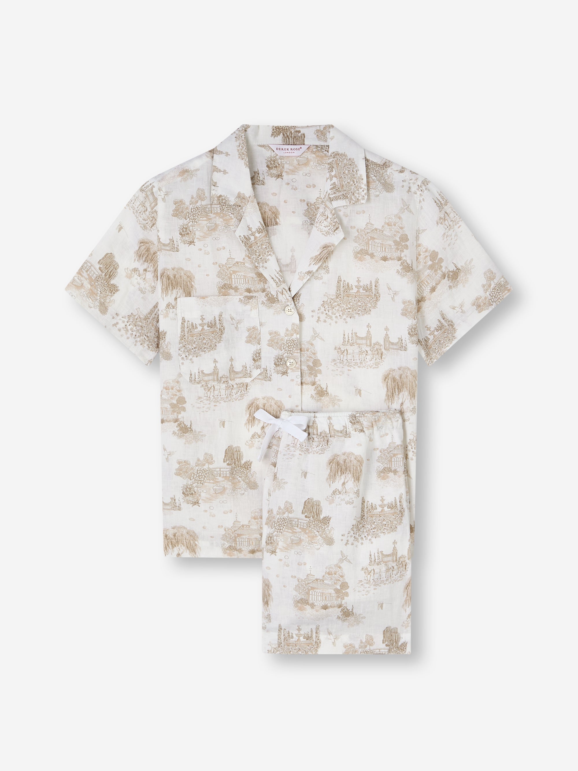 Women's Linen Short Pyjamas London Toile White