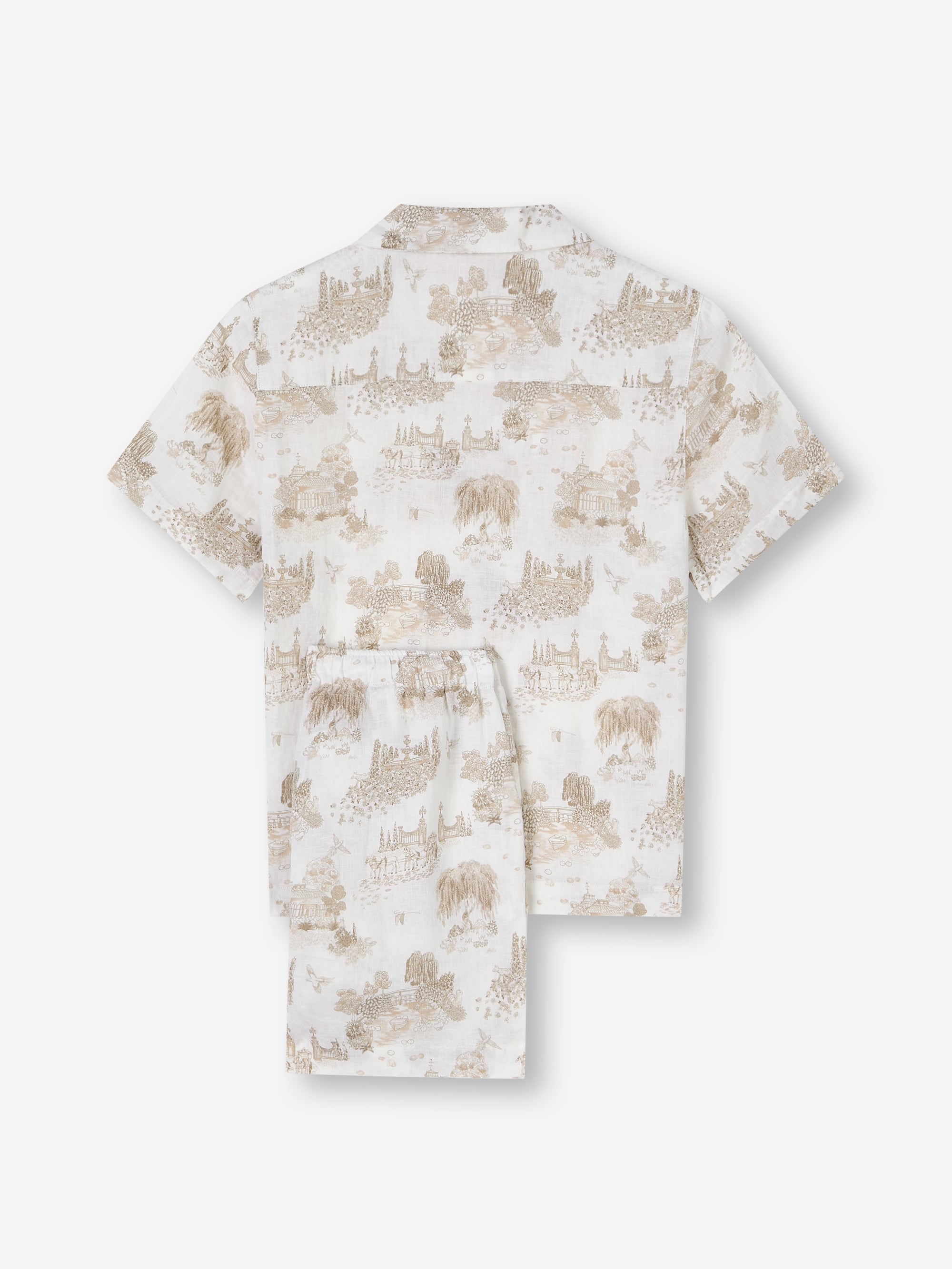 Women's Linen Short Pyjamas London Toile White
