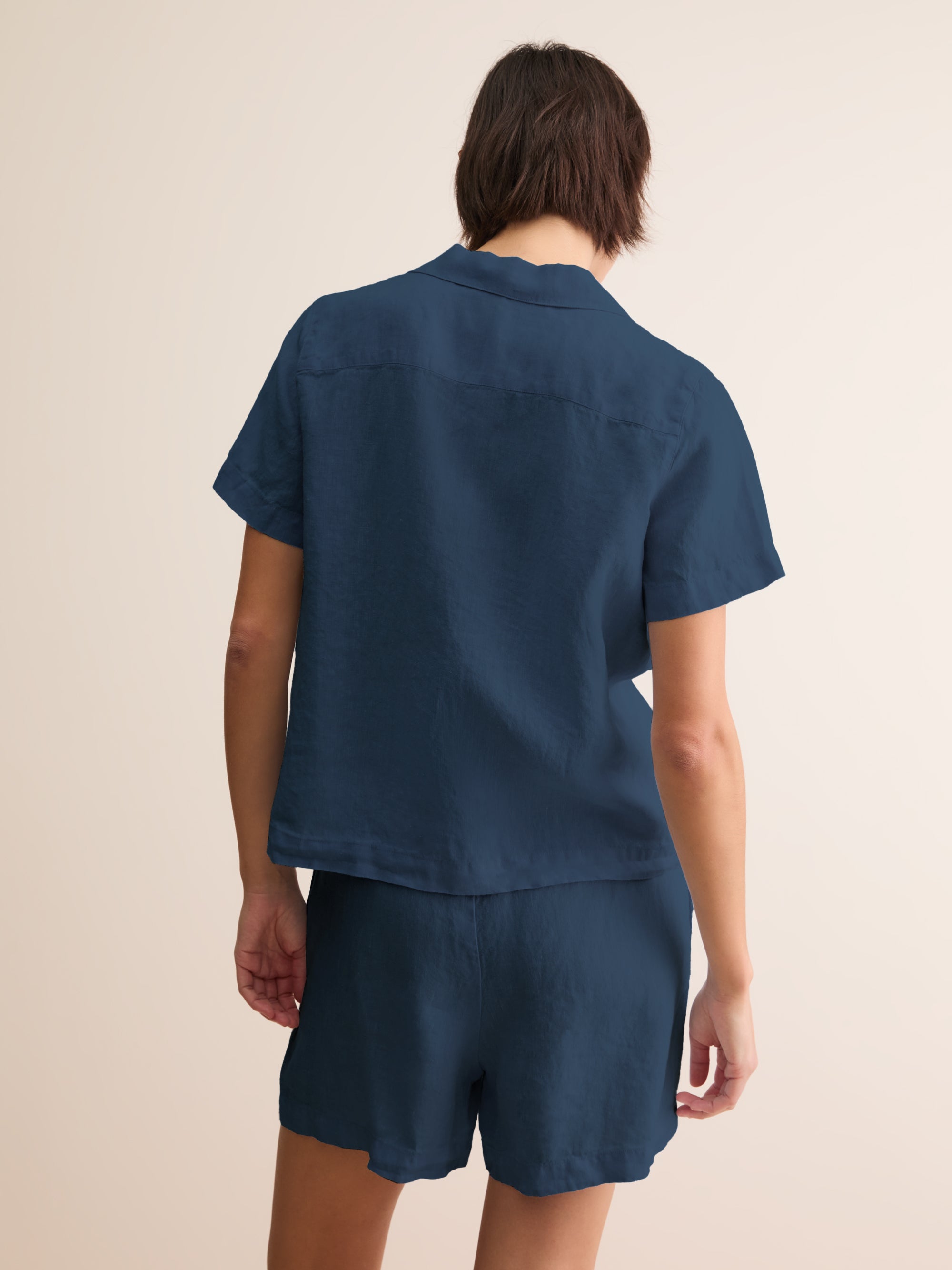 Women's Linen Short Pyjamas Sicily Navy